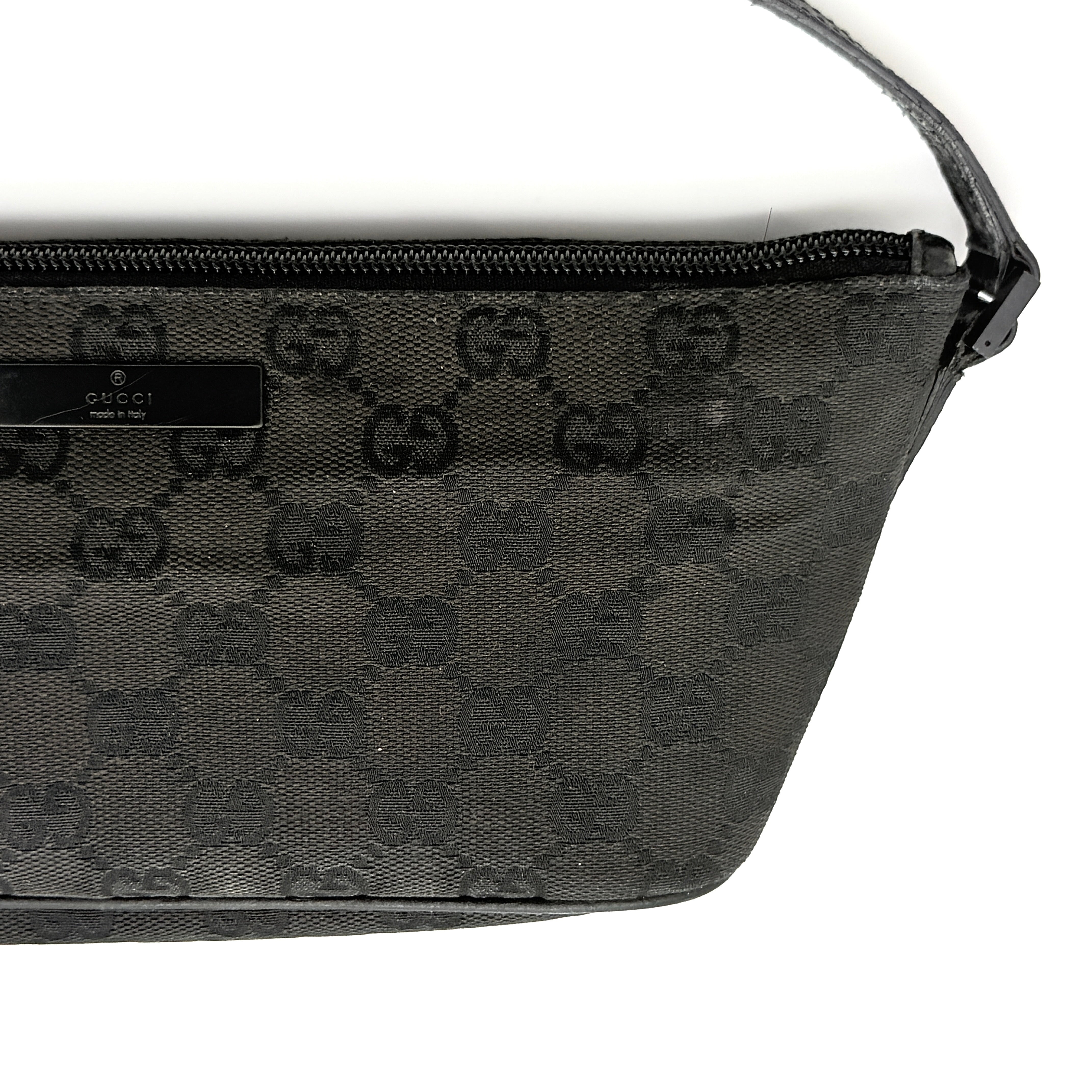 Gucci GG Monogram Pochette Boat Shoulder Bag Black