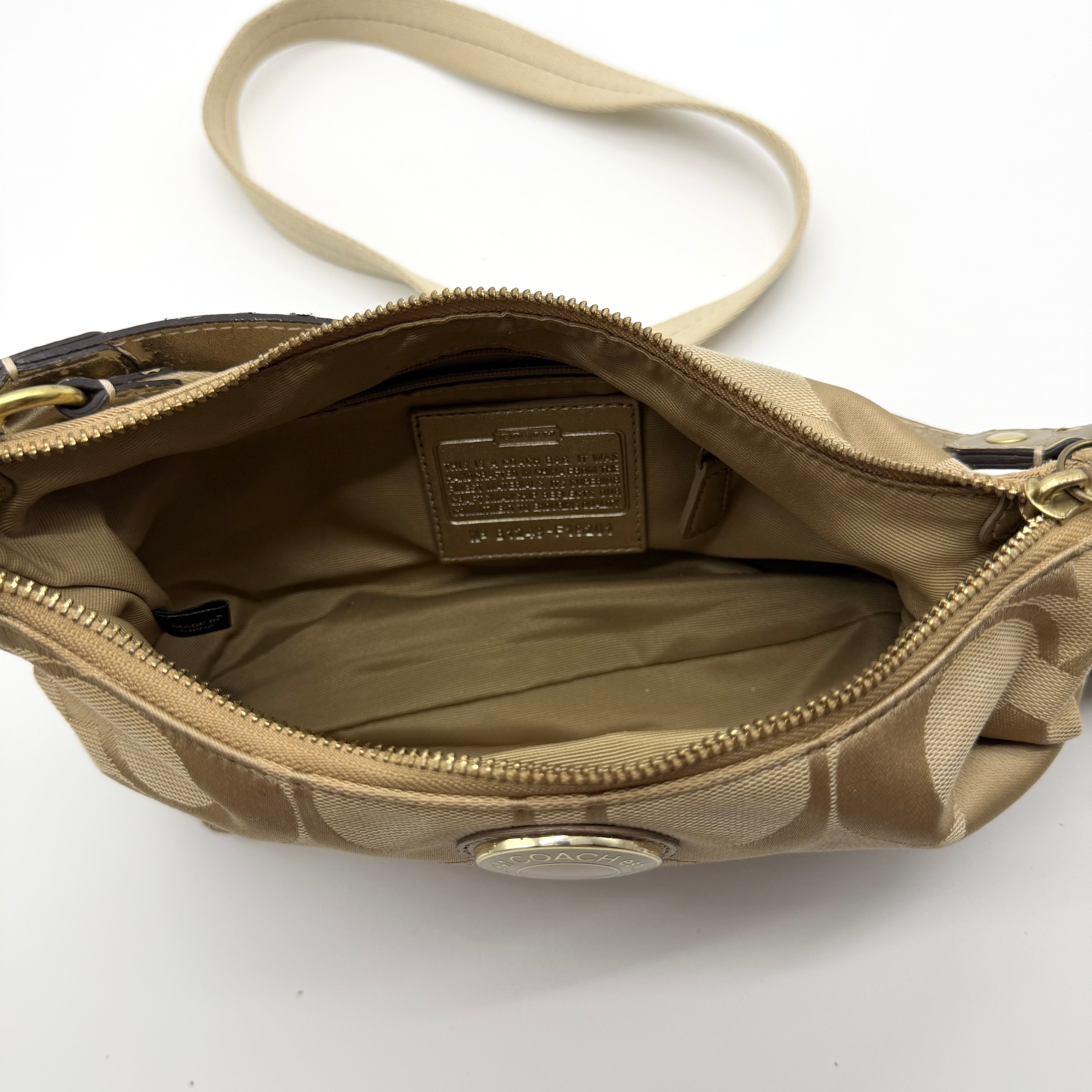 Coach 2Way Signature Metallic Strip Shoulder Bag Multicolor