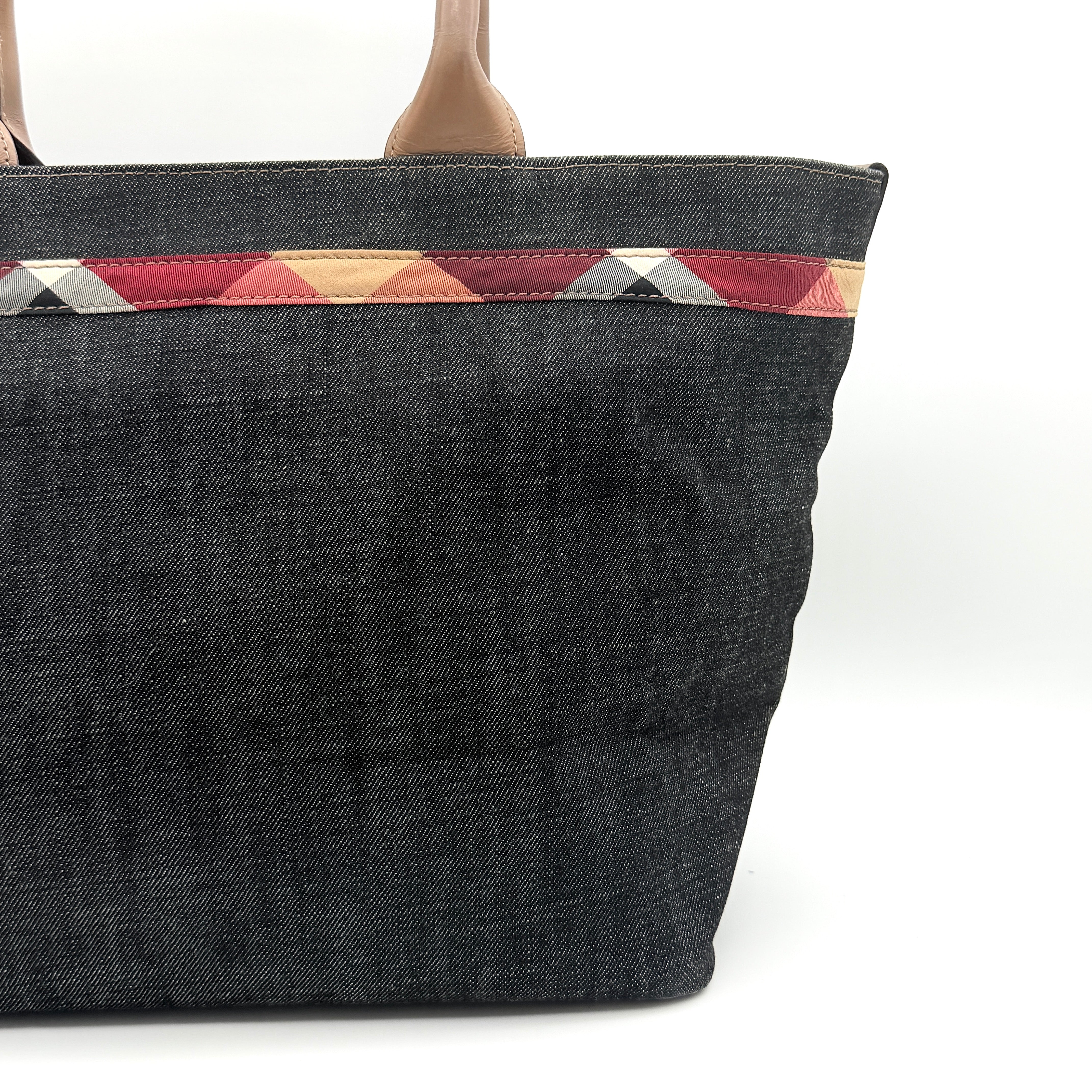 Burberry Blue Label Crestbridge Ribbon Denim Shoulder Bag Blue/Brown