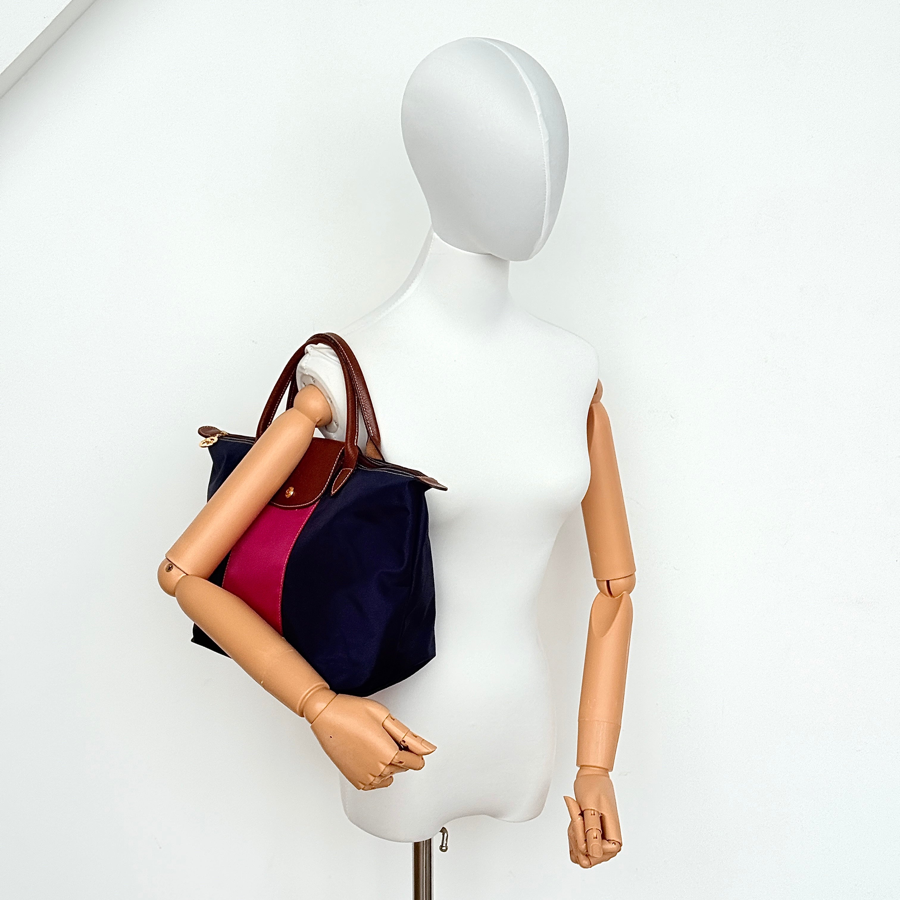 Longchamp Le Pliage Nylon Tote Bag Blue/Pink