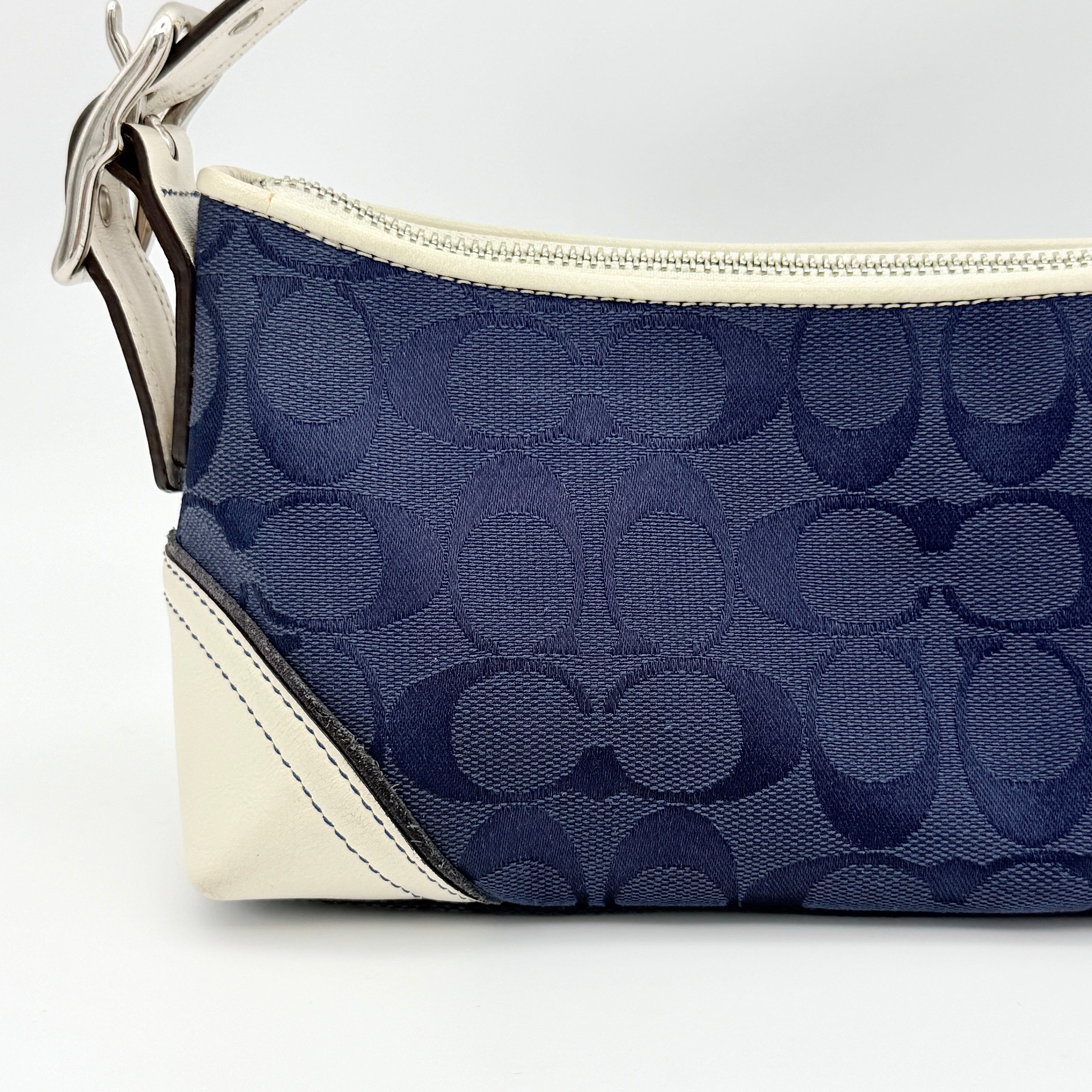Coach Y2K Hampton Demi Baguette Shoulder Bag Navy/Ivory