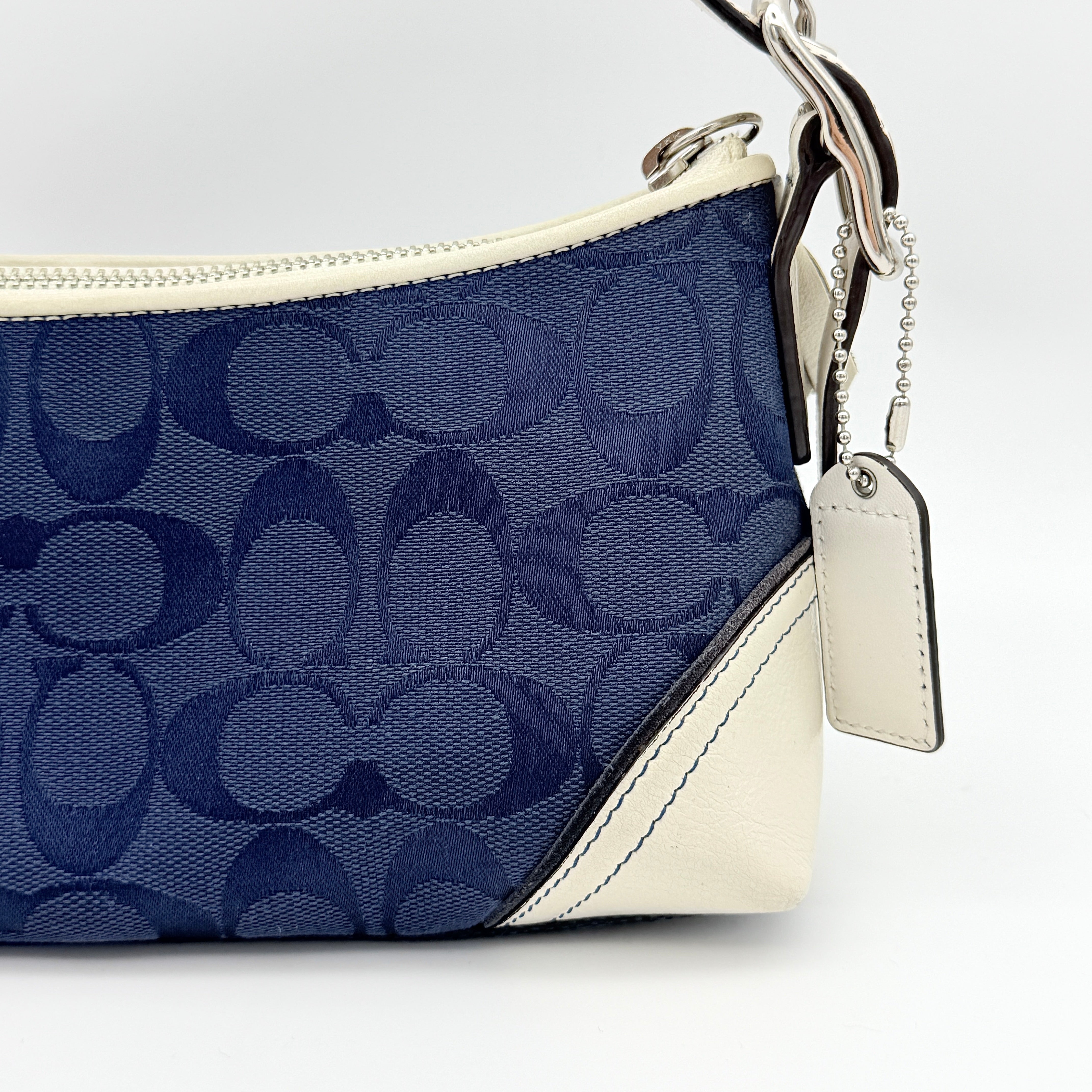 Coach Y2K Hampton Demi Baguette Shoulder Bag Navy/Ivory