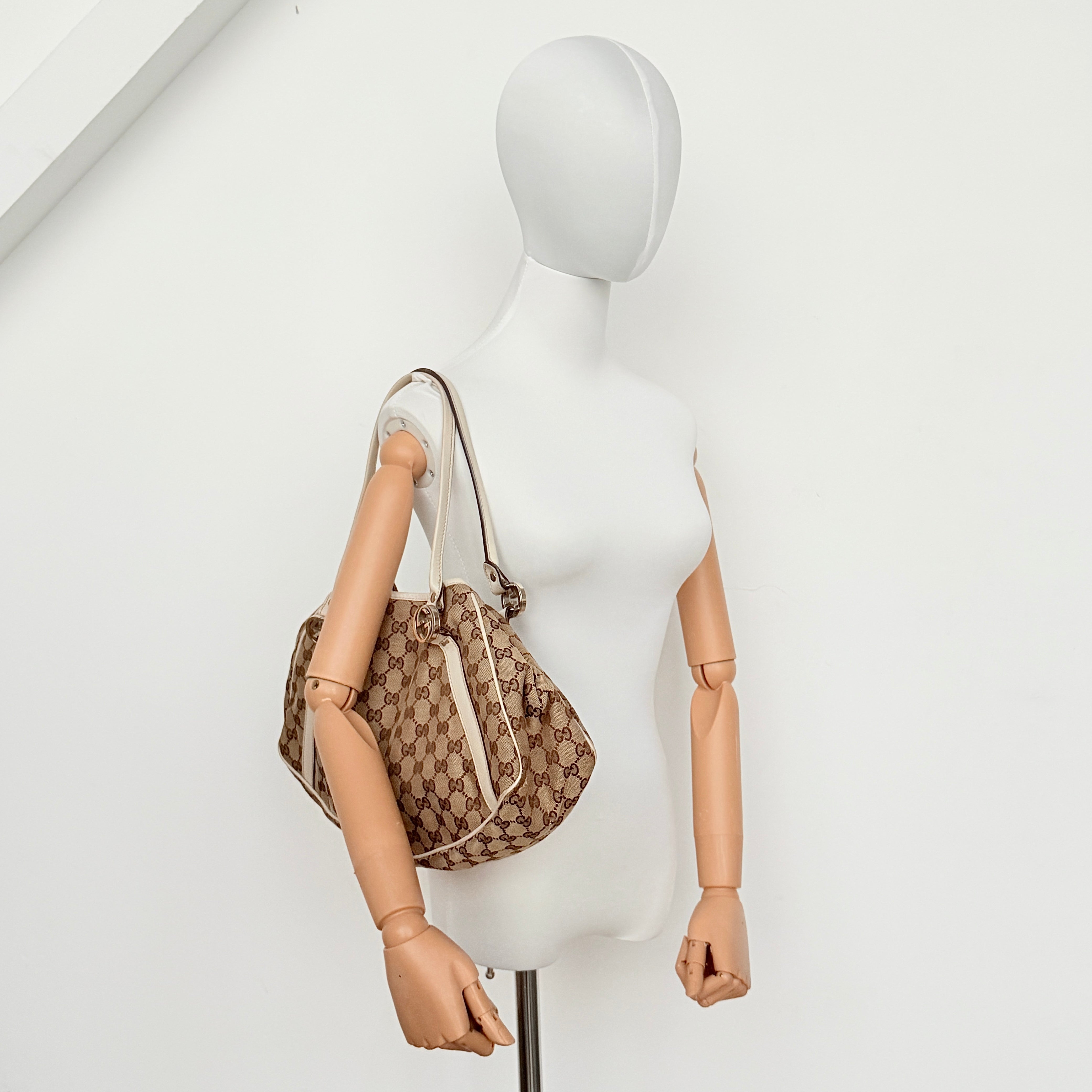 Gucci GG Monogram Twins Shoulder Bag Beige/White