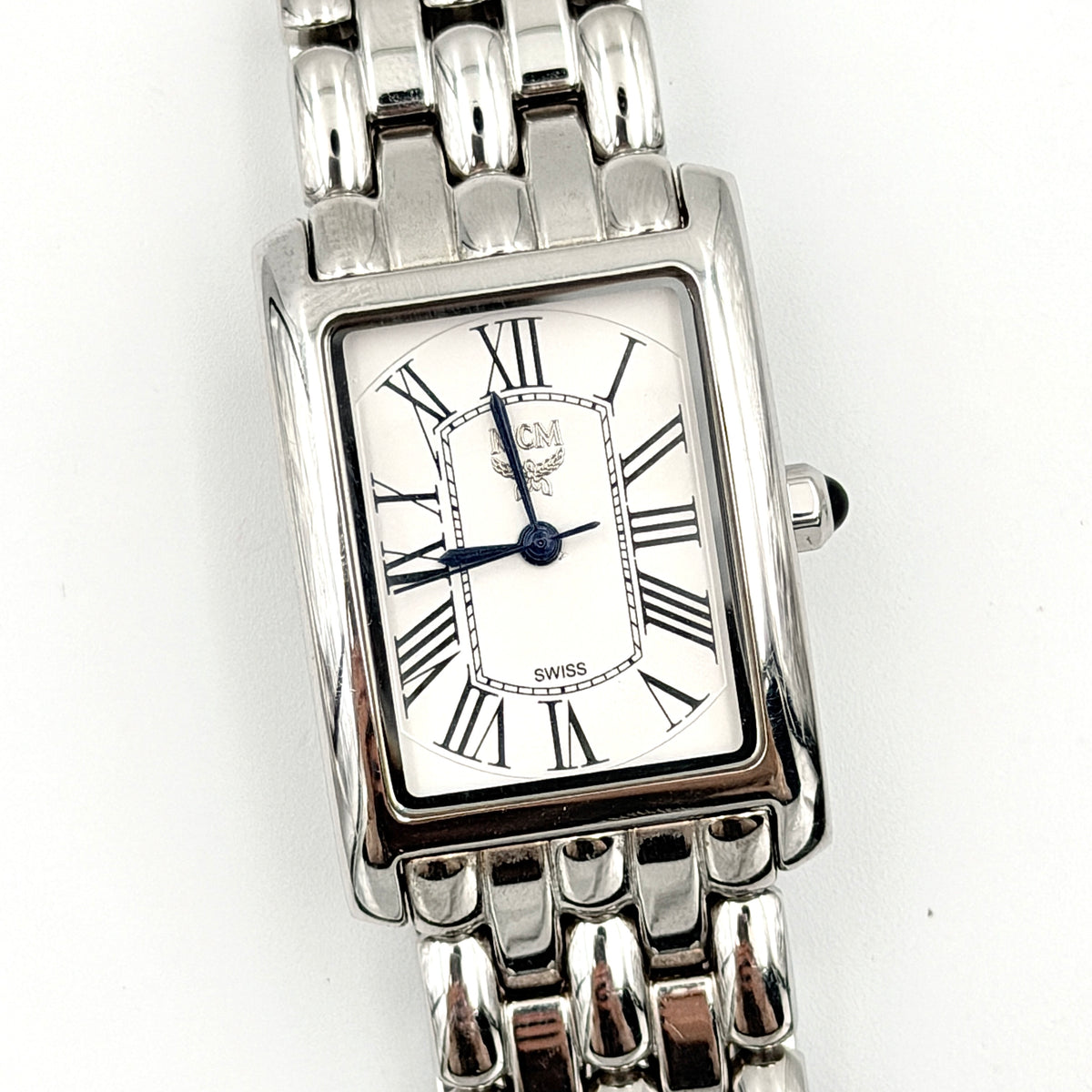 MCM White Dial MC 2377M Stainless Steel Tank Watch