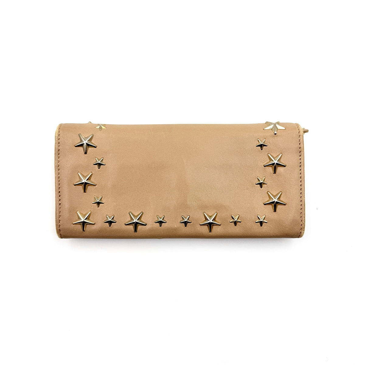 Jimmy Choo Nino Star Studded Long Wallet Beige