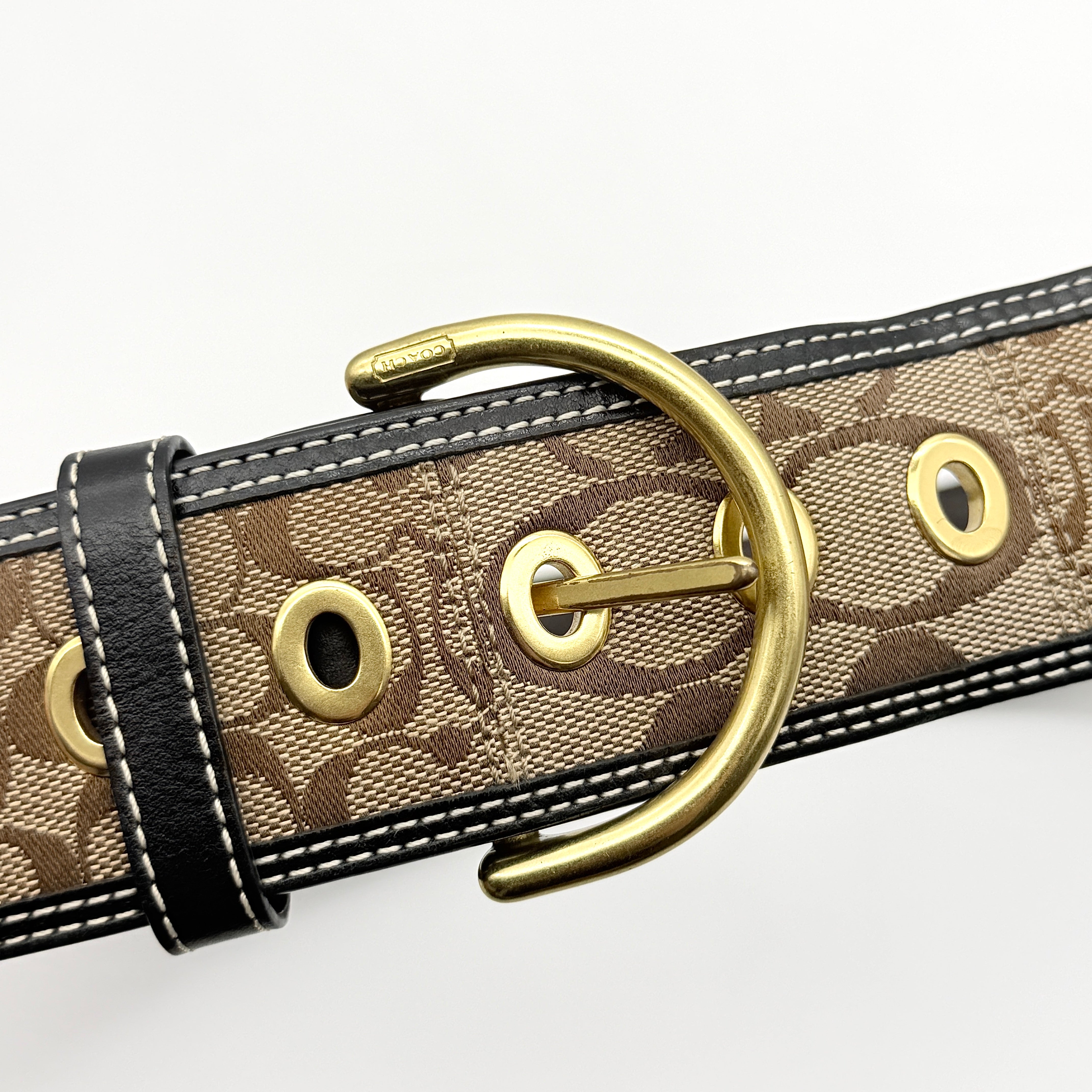Coach Signature Canvas Belt Beige/Black