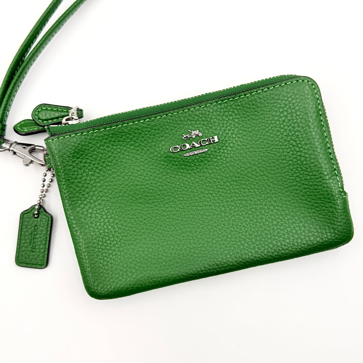 Coach Corner Zip Wristlet Green