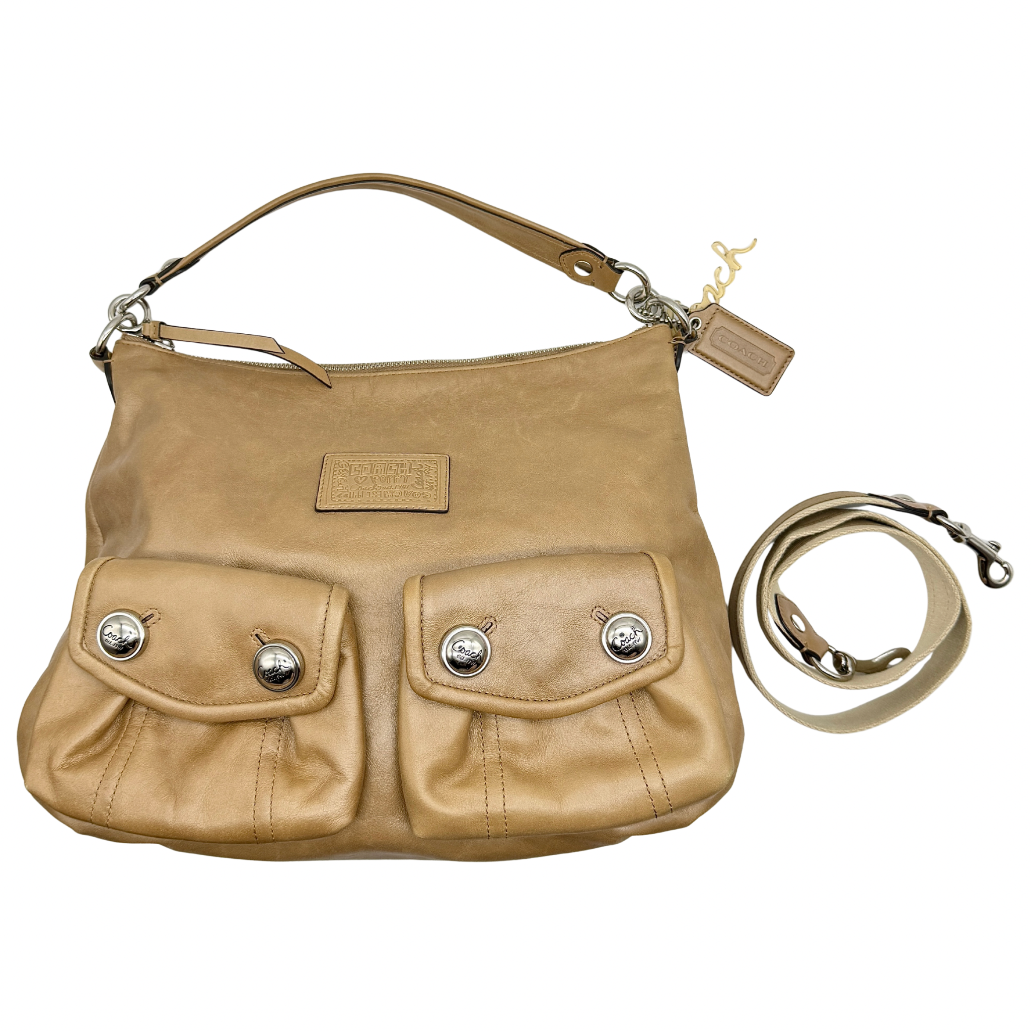 Coach 2Way Signature Poppy Shoulder Bag Beige