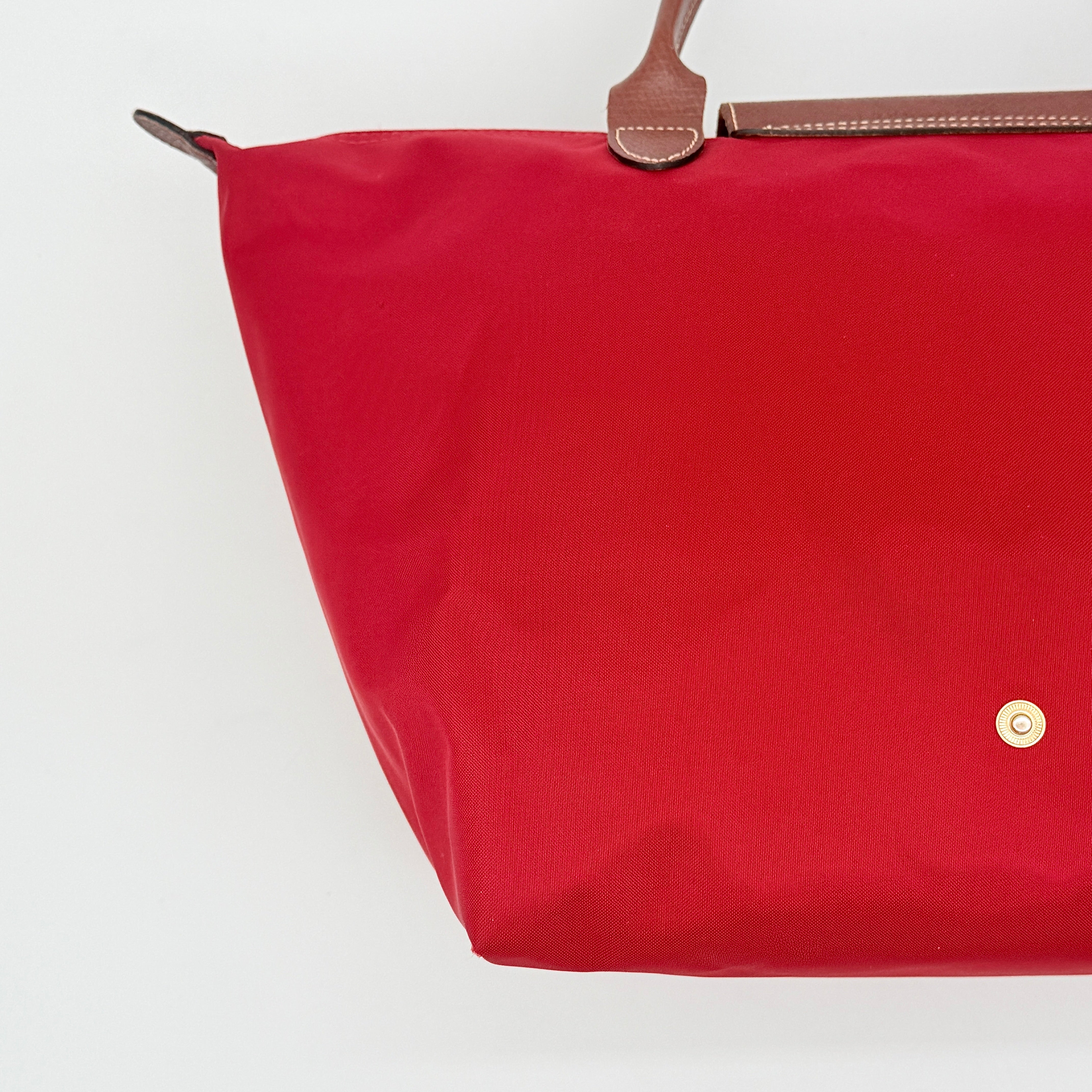 Longchamp Le Pliage Nylon Tote Bag Red/Brown