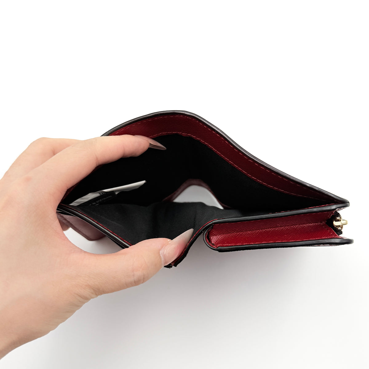 Marc Jacobs The Snapshot Mini Compact Wallet Black/Burgundy