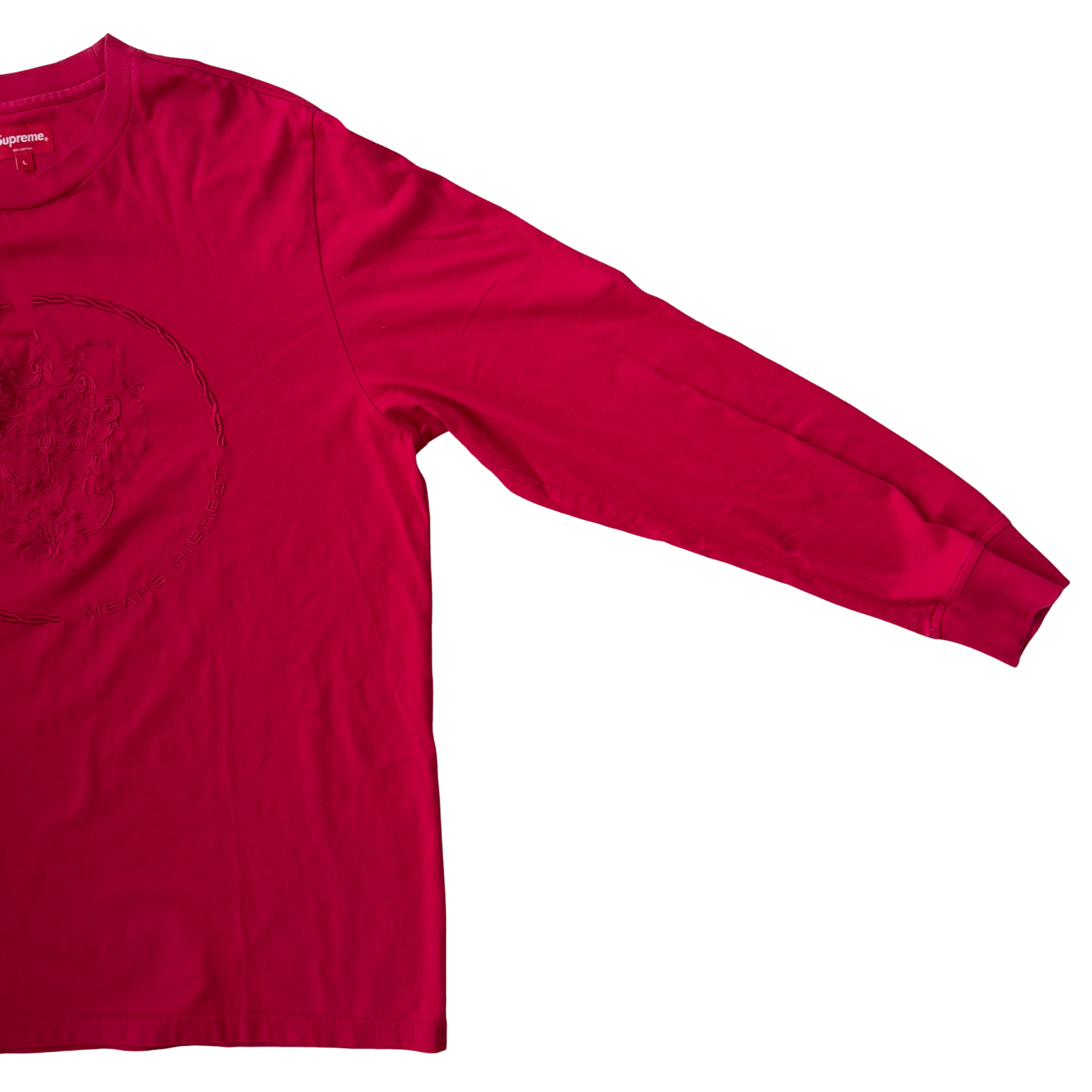 (L) Supreme Crest Long Sleeve Shirt Red
