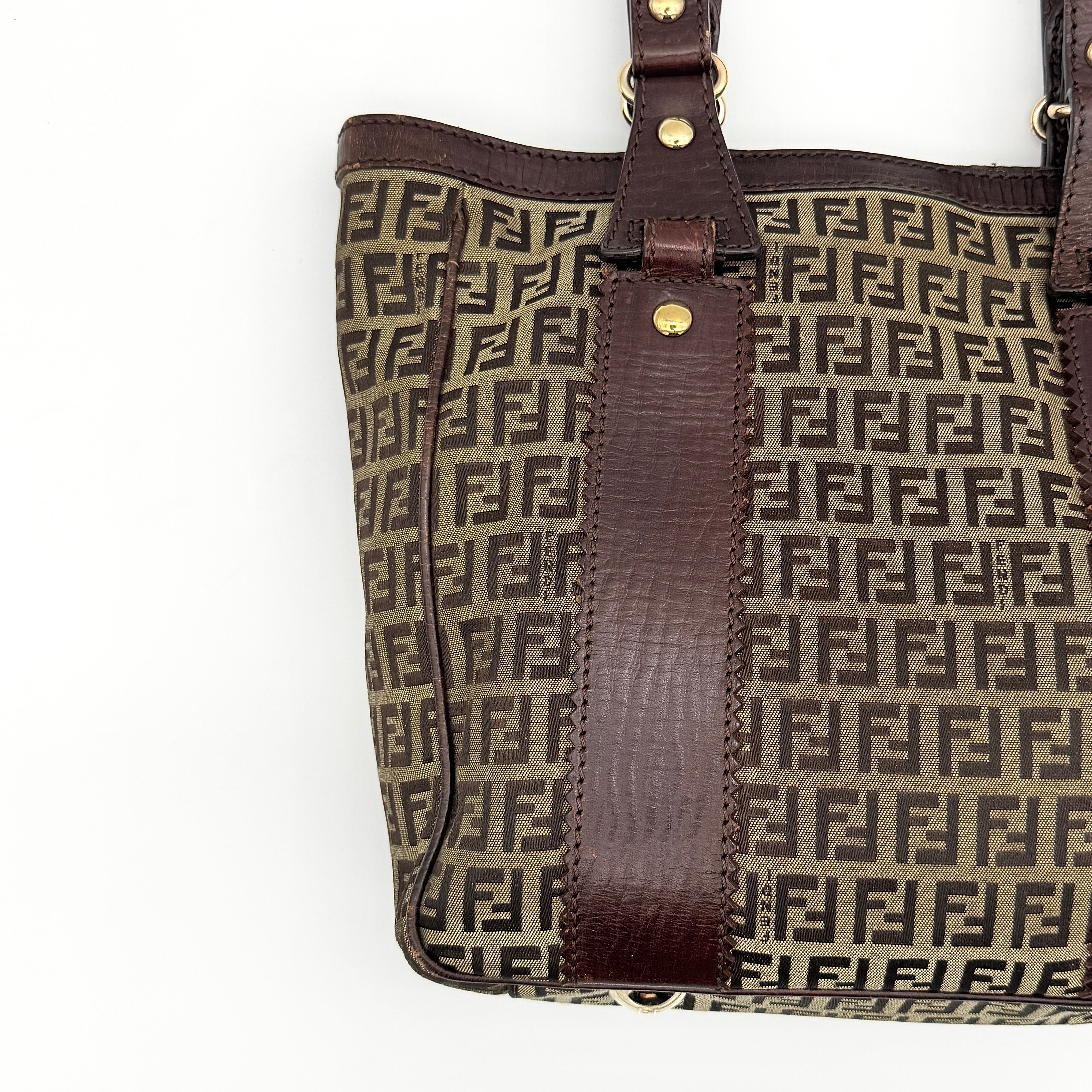 Fendi FF Zuccchino Shoulder Bag Brown