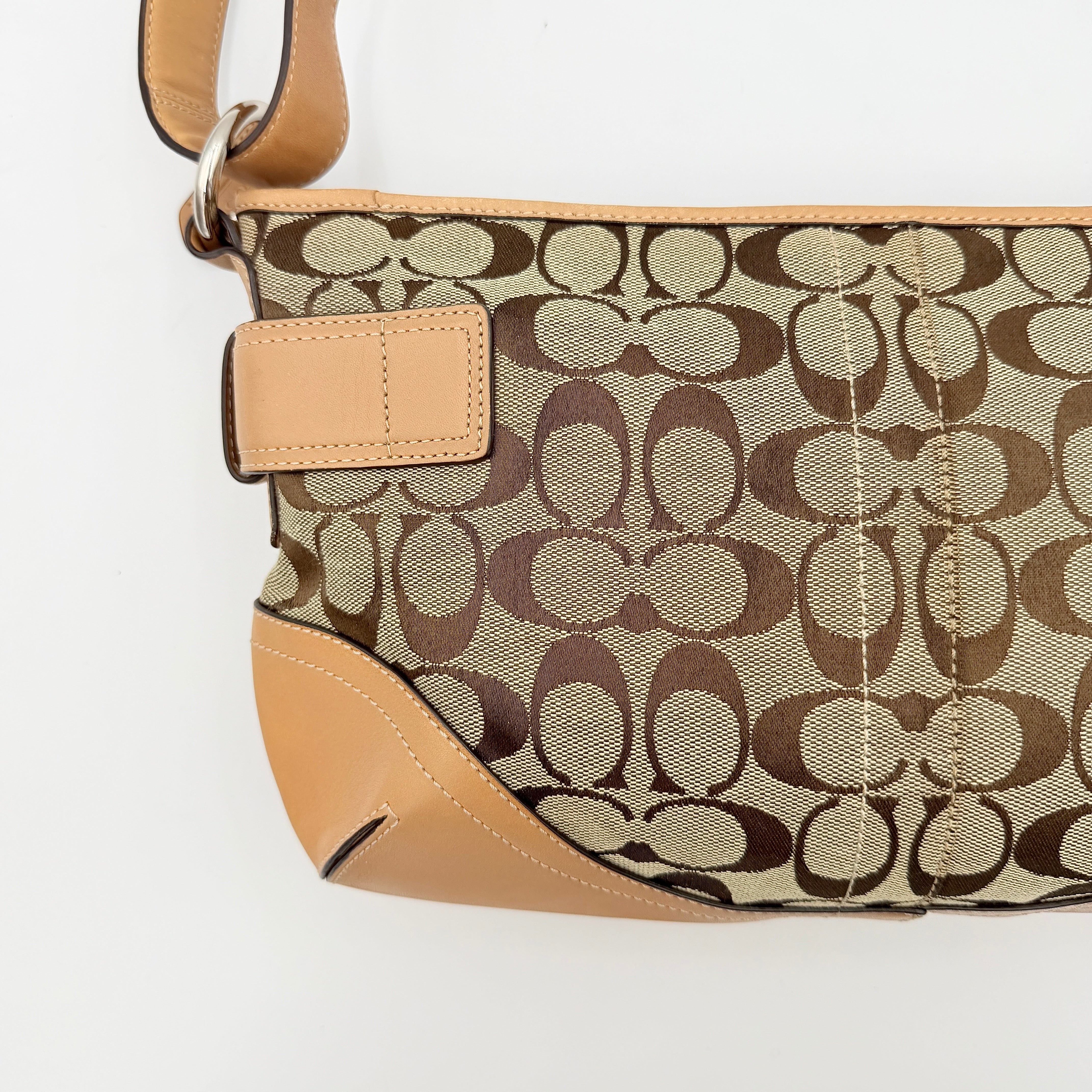 Coach 2Way Signature Sufflette Shoulder Bag Beige