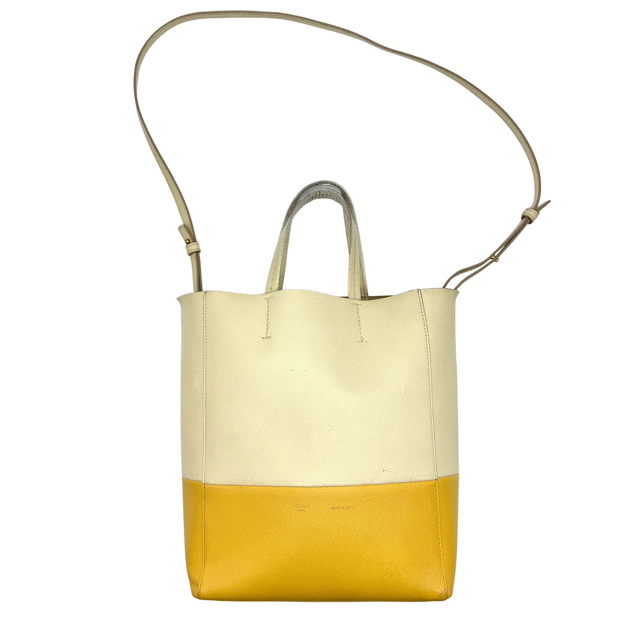 Celine Vertical Cabas Bicolor Tote Bag Yellow/White
