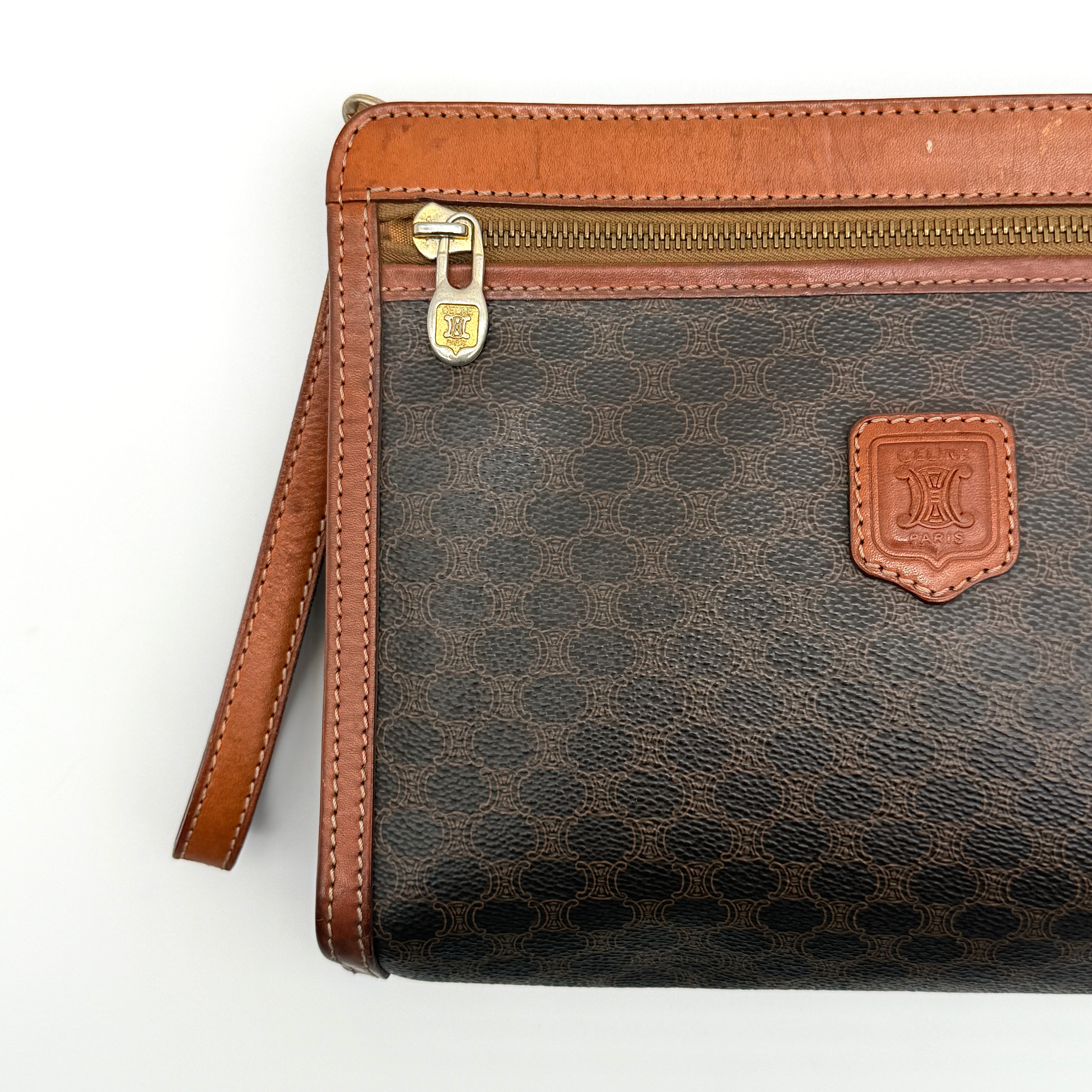 Celine Triomphe Macadam Clutch Bag Brown
