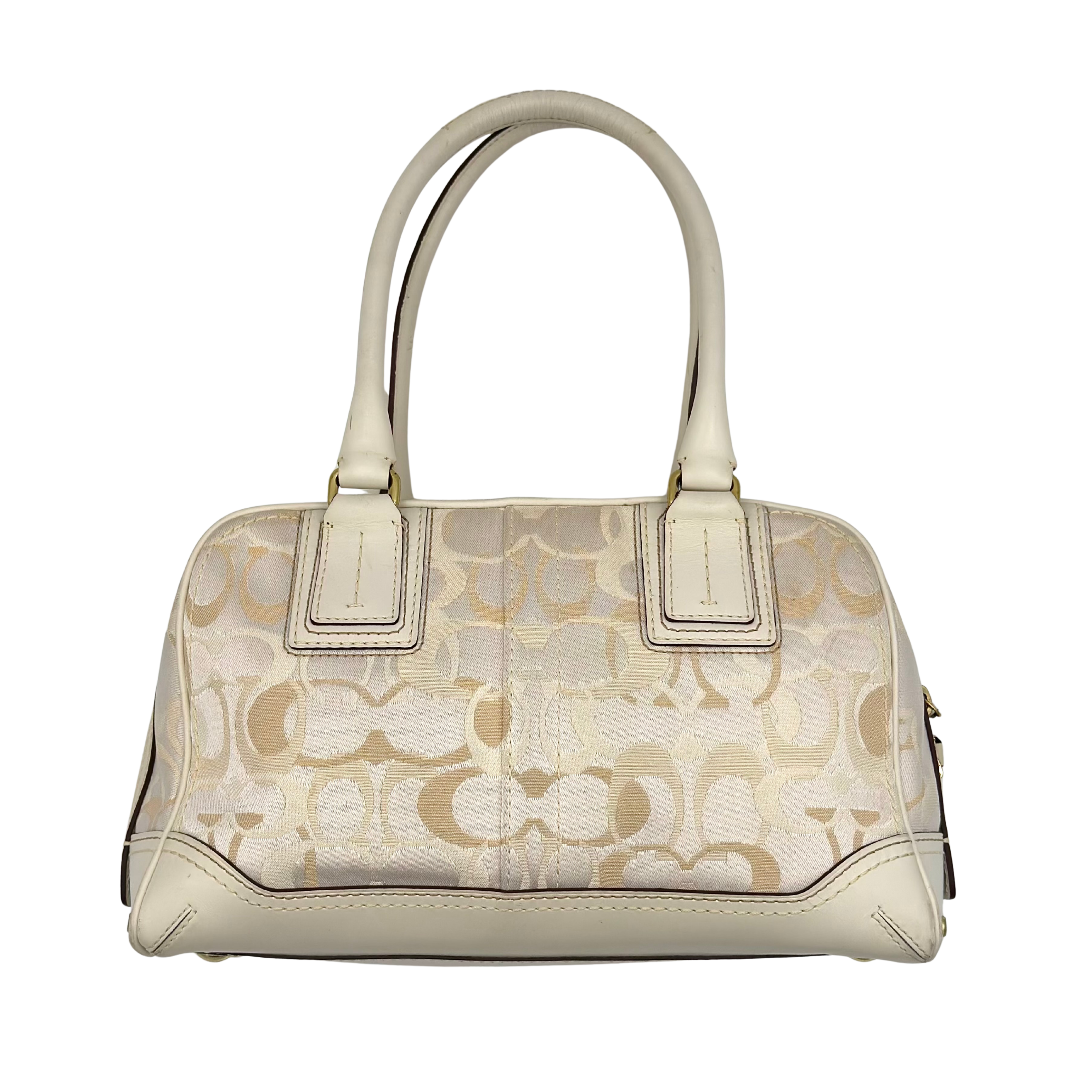 Coach Signature Canvas Satchel Handbag White