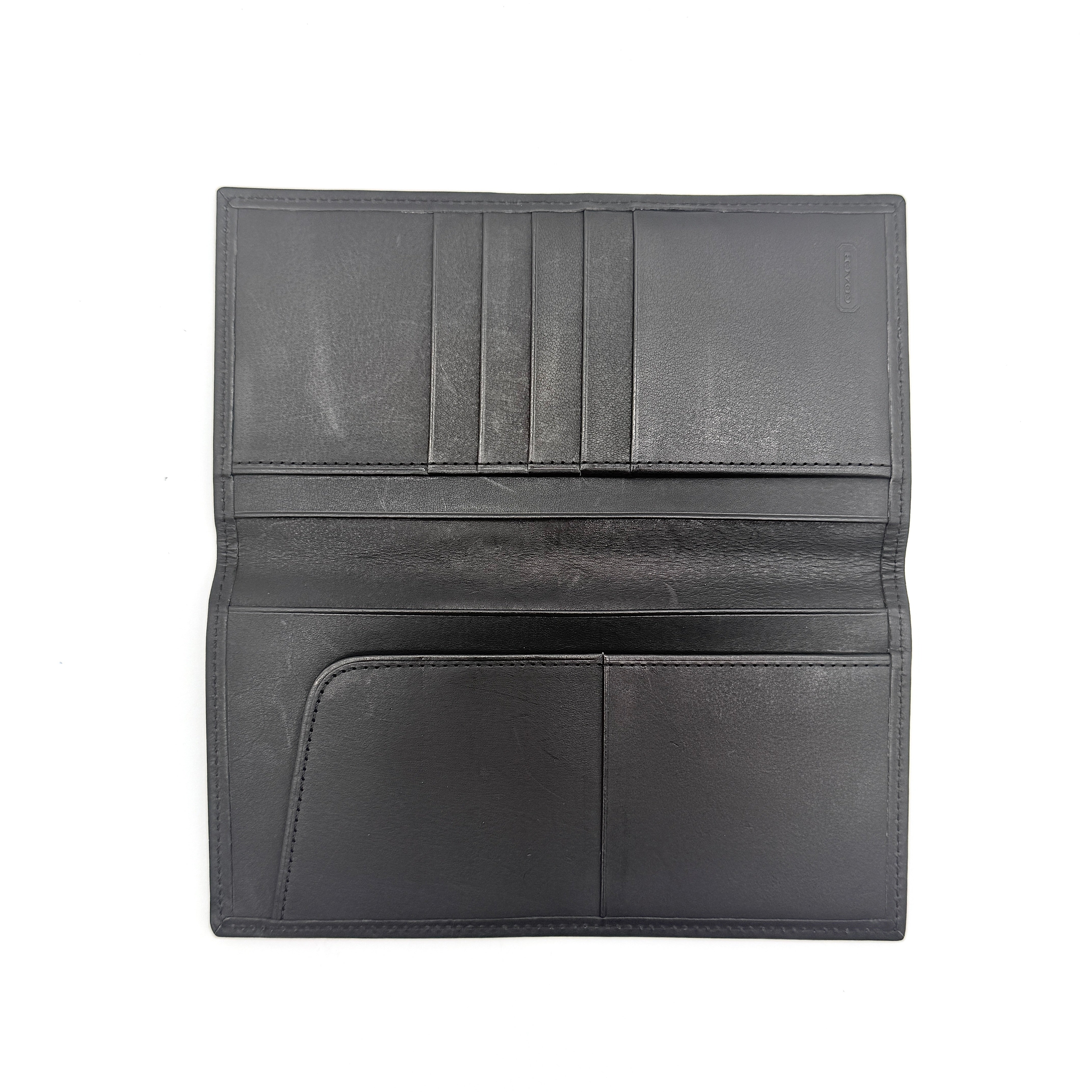 Coach Leather Long Wallet Black