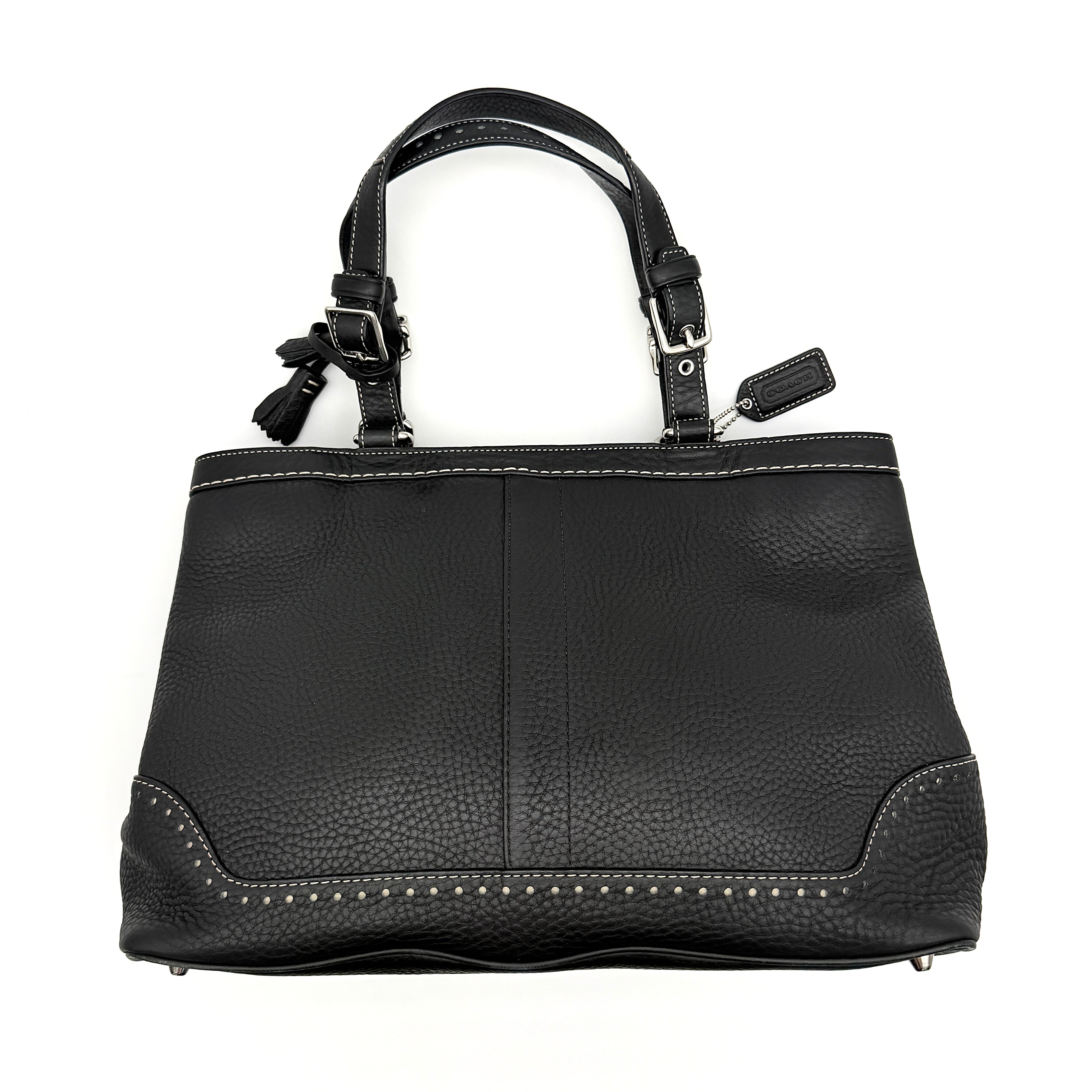 Coach Hampton Leather Tote Bag Black