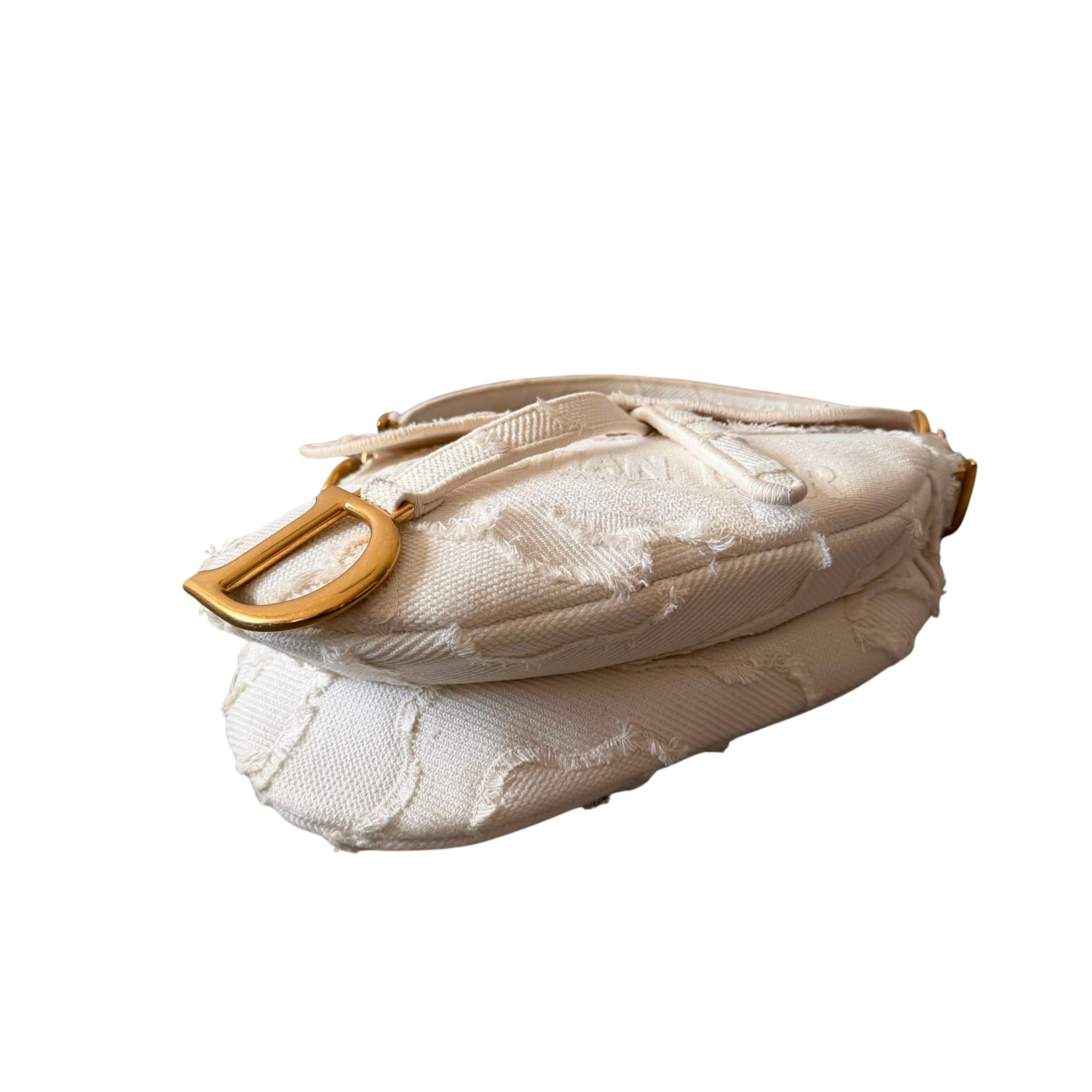 Christian Dior Medium Camouflage Embroidered Saddle Bag White