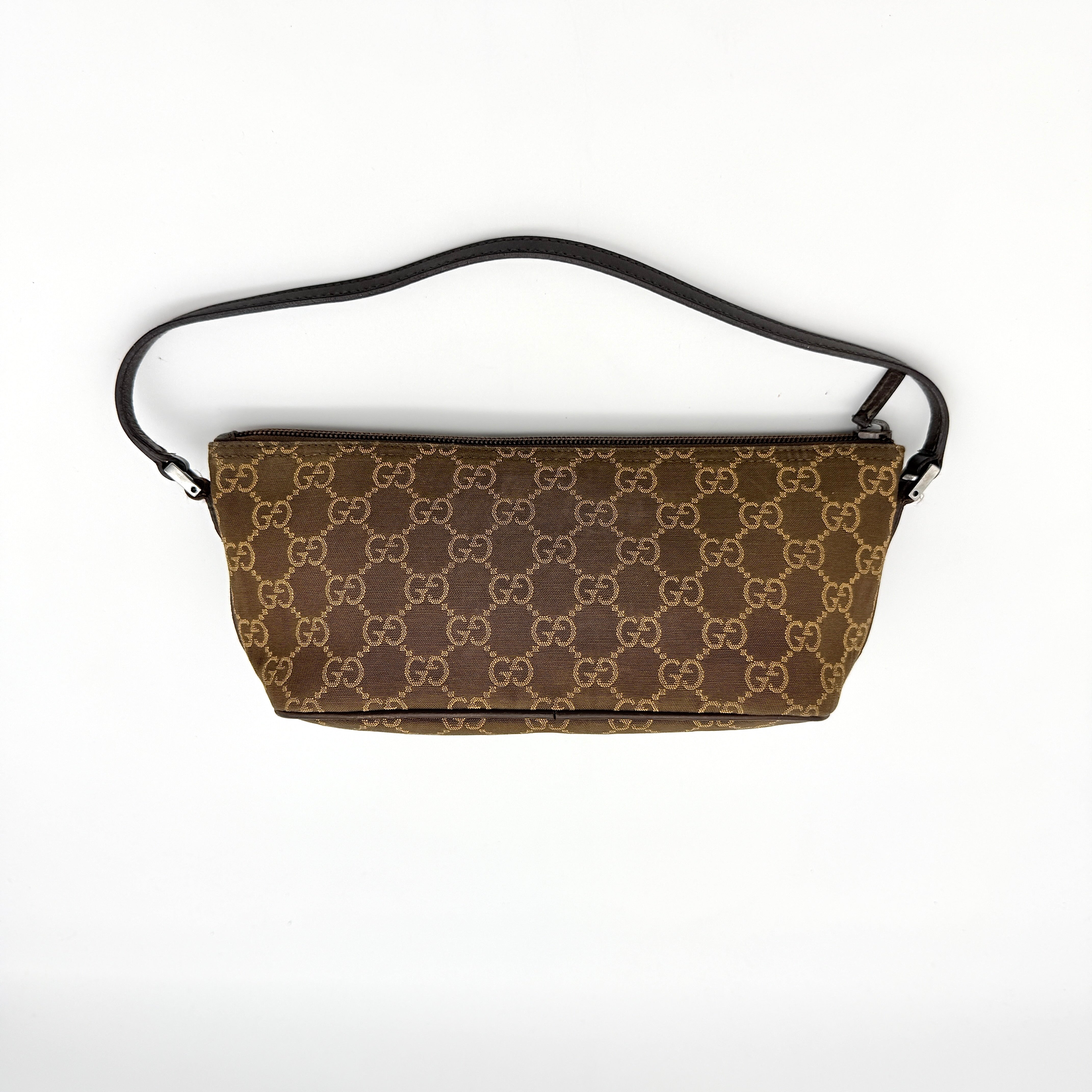 Gucci GG Monogram Pochette Boat Shoulder Bag Brown
