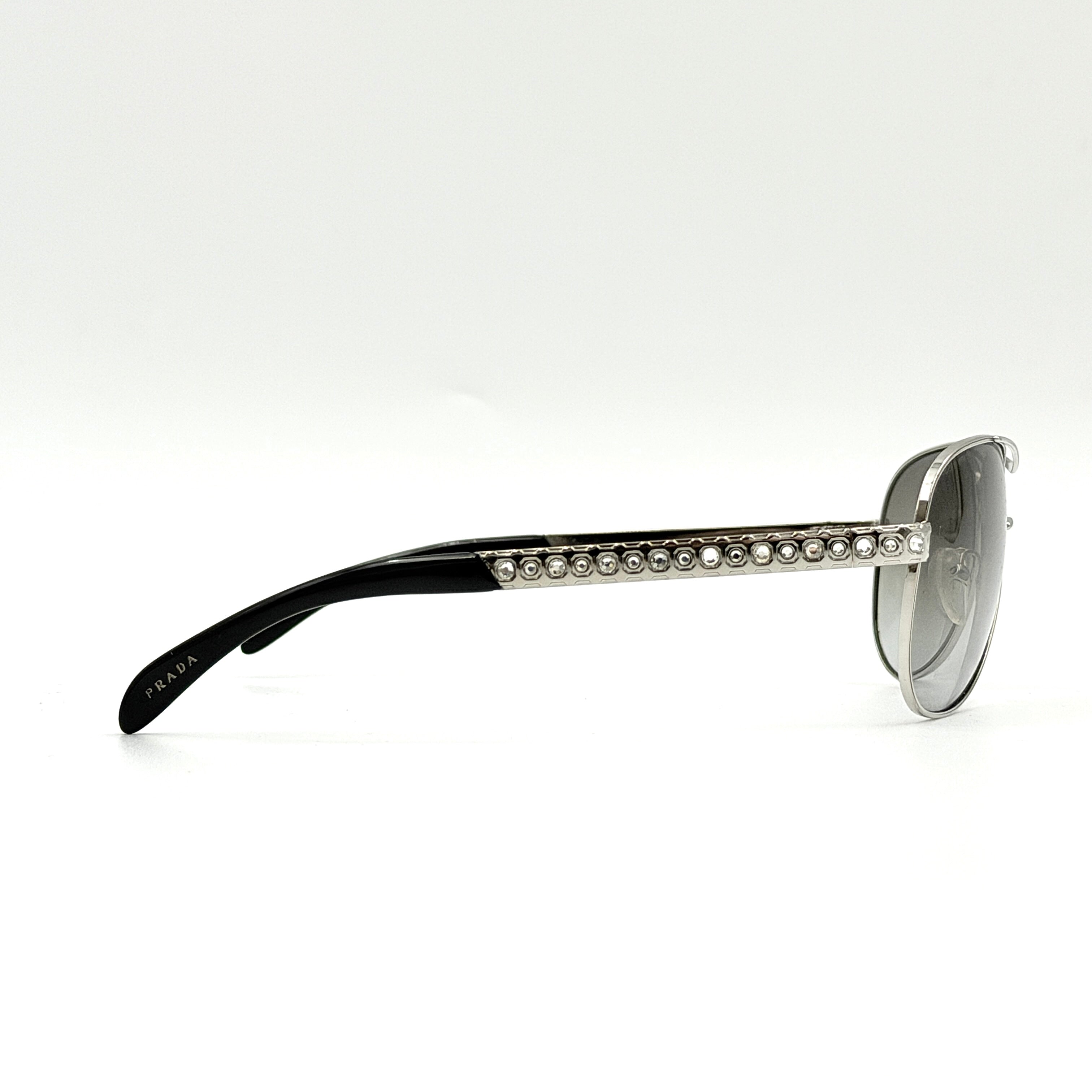 Prada SPR56I Rhinestone Sunglasses Silver
