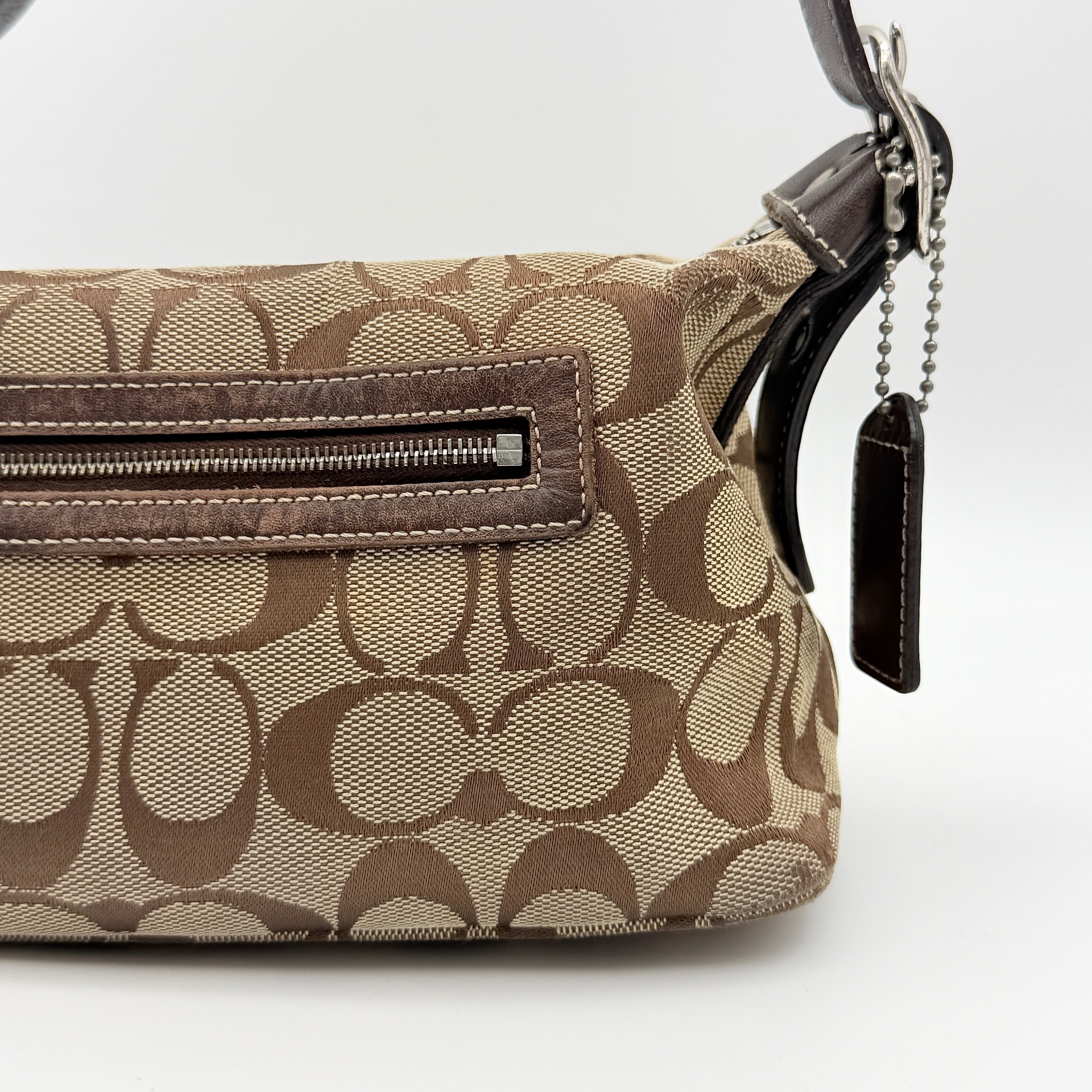 Coach Signature Hobo Shoulder Bag Beige/Brown