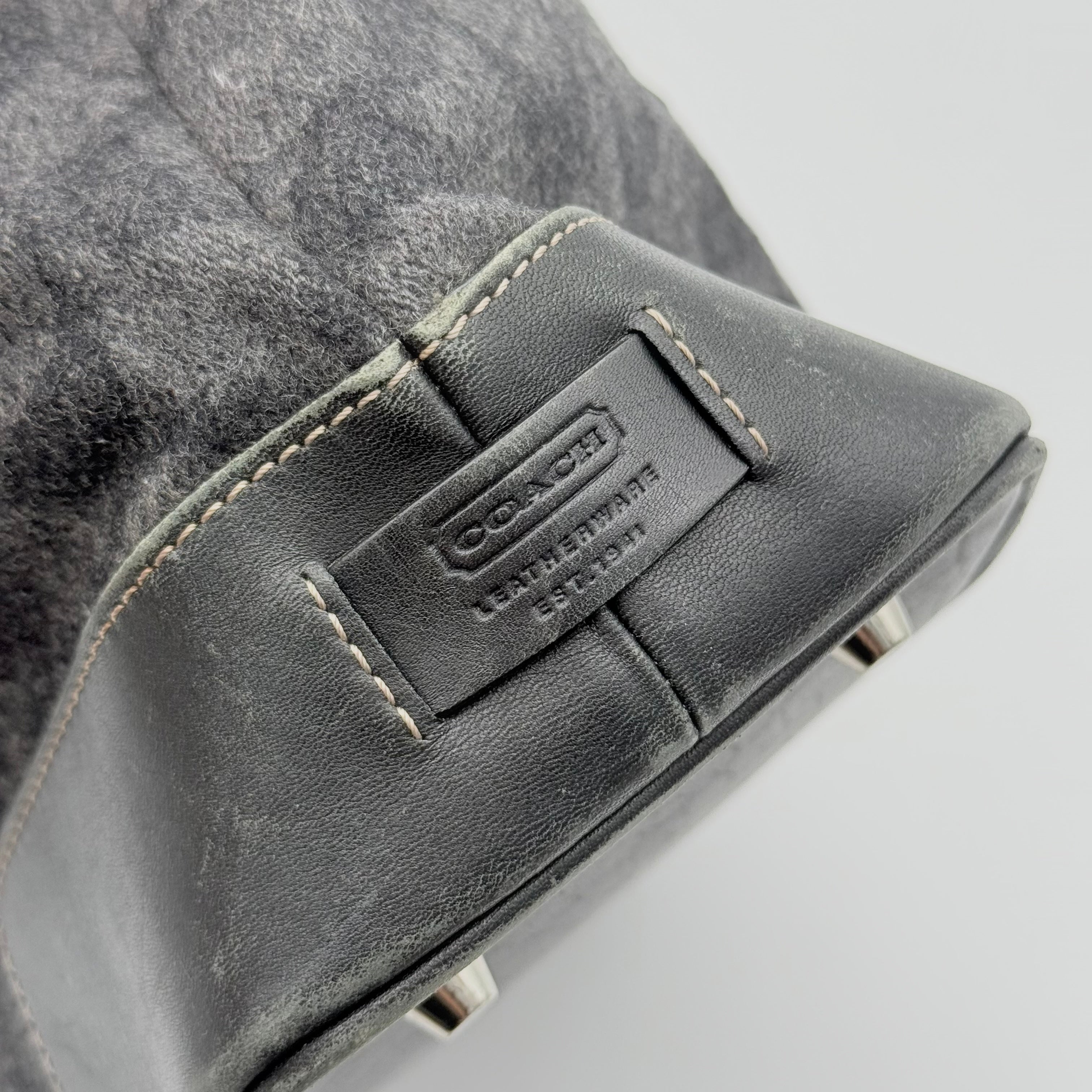 Coach Signature Canvas Wool Handbag Grey/Black