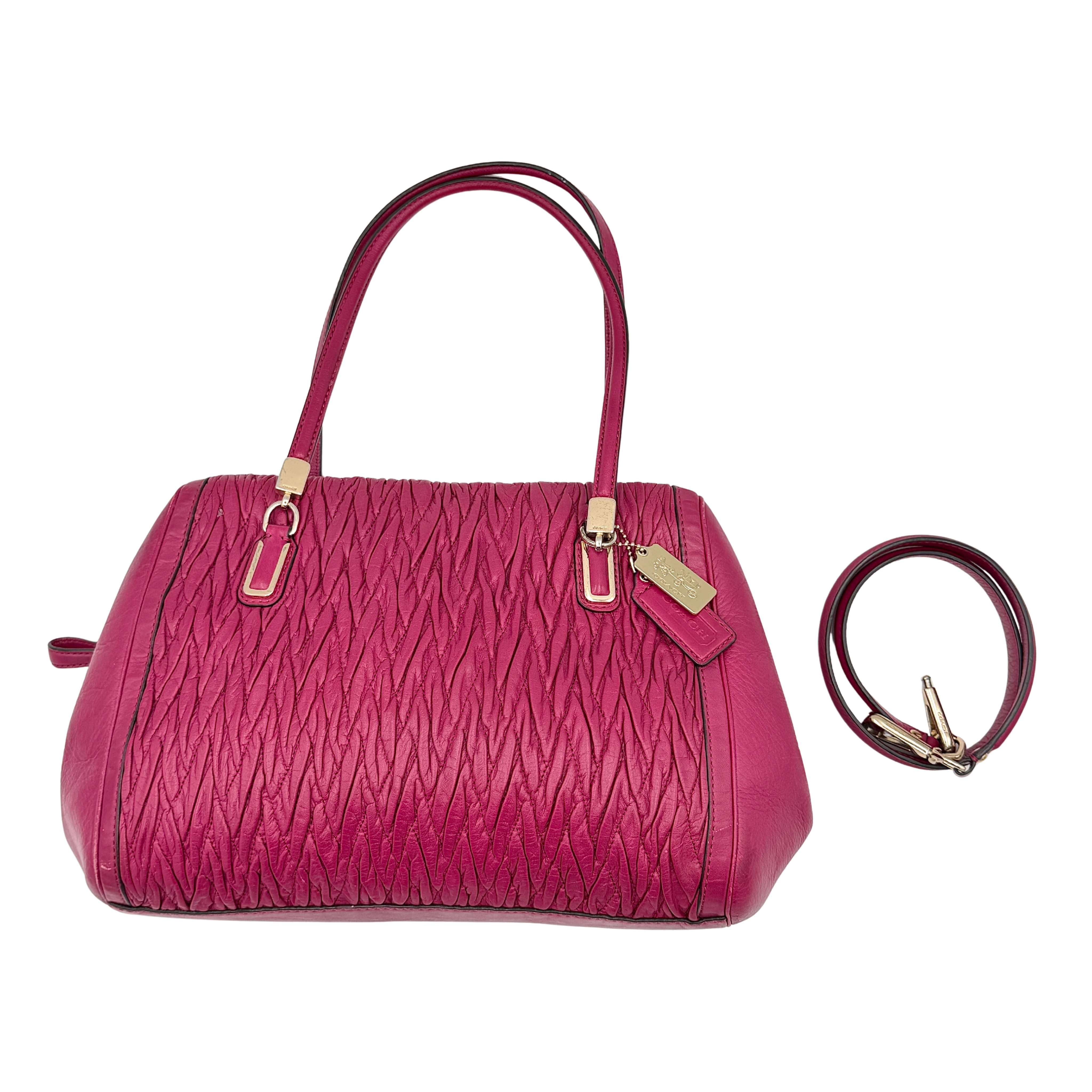 Coach 2Way Madison Gathered Twist Madeline Satchel Handbag Pink