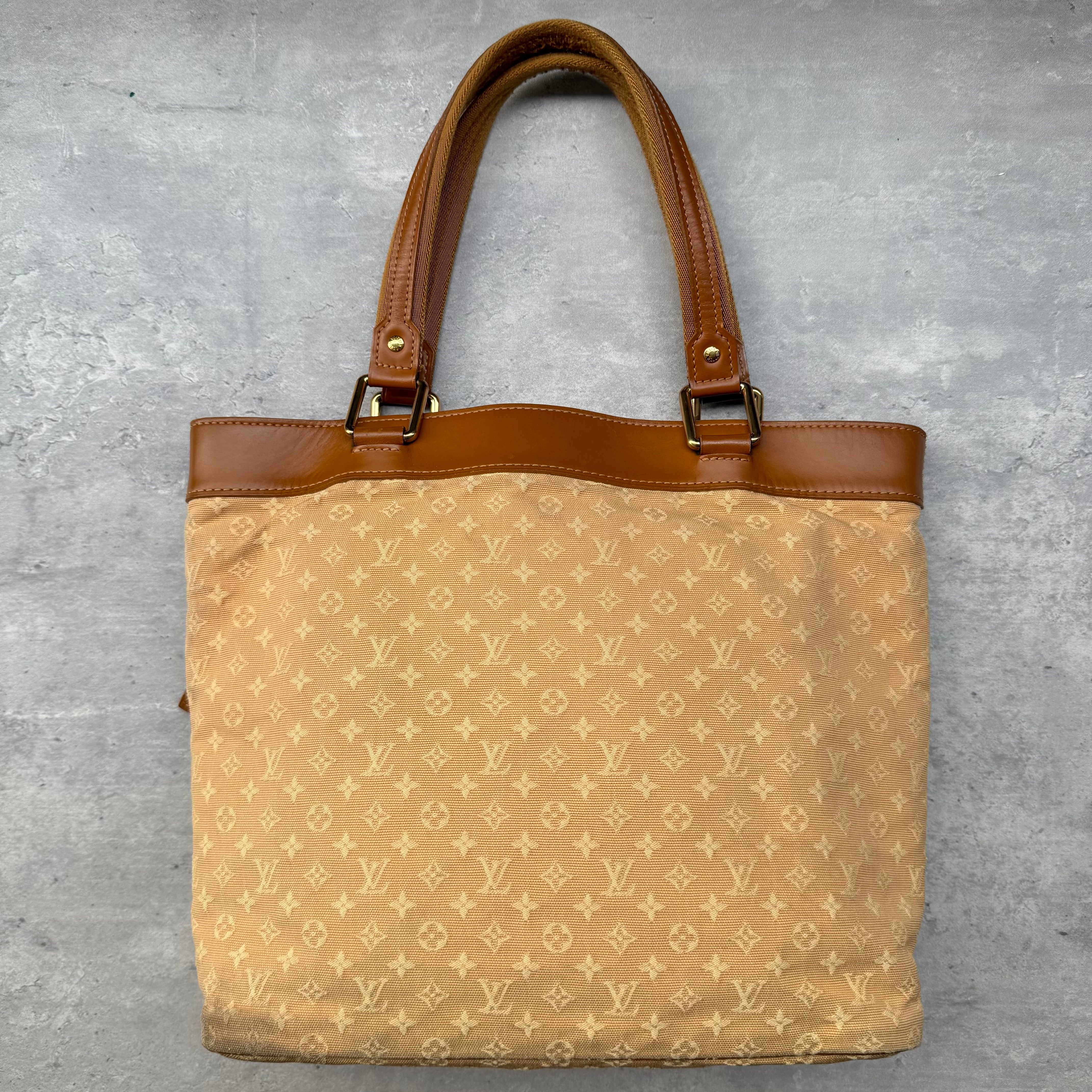 Louis Vuitton Mini Lin Monogram Lucille GM HandBag Beige/Caramel