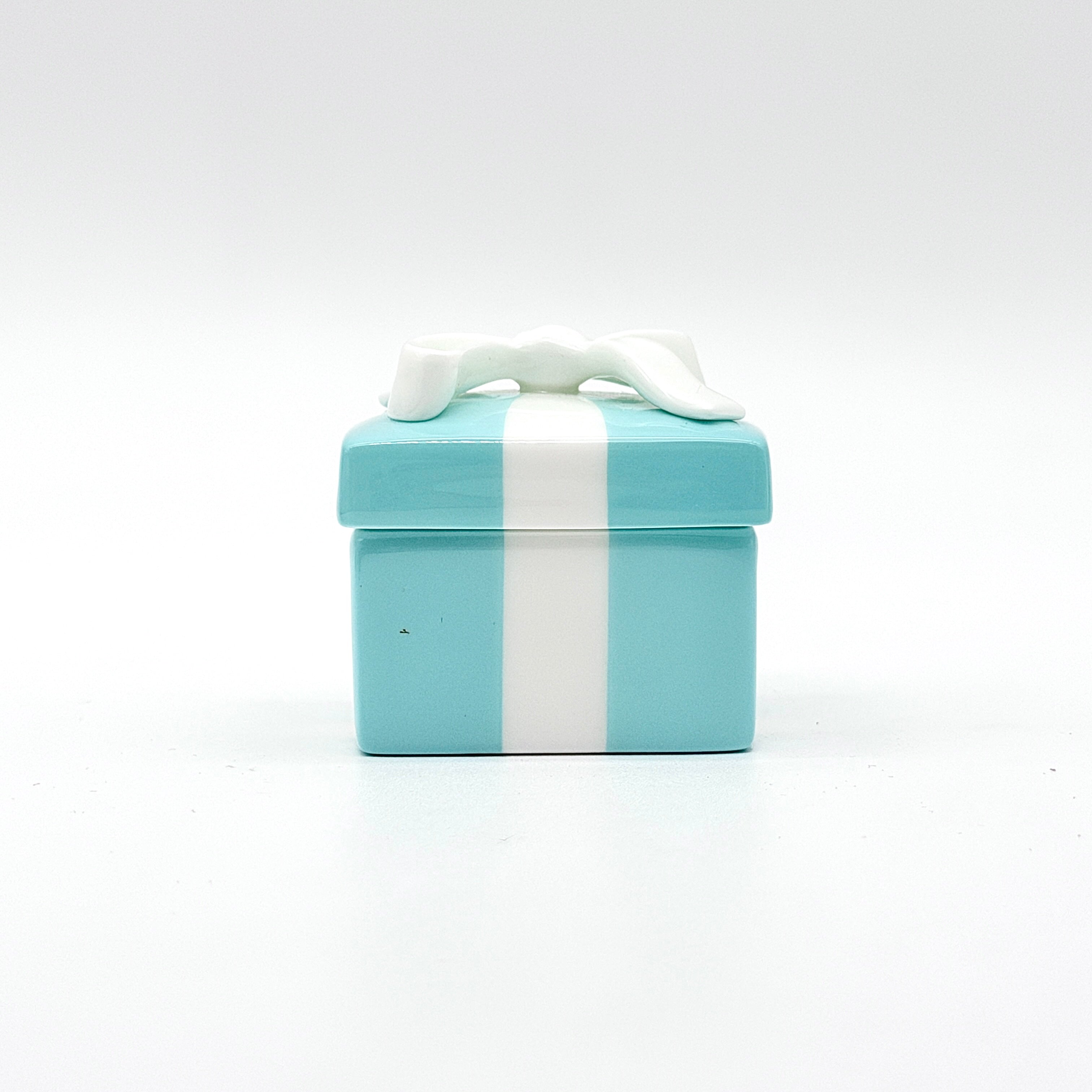 Tiffany & Co. Mini Porcelain Trinket Box Light Blue/White