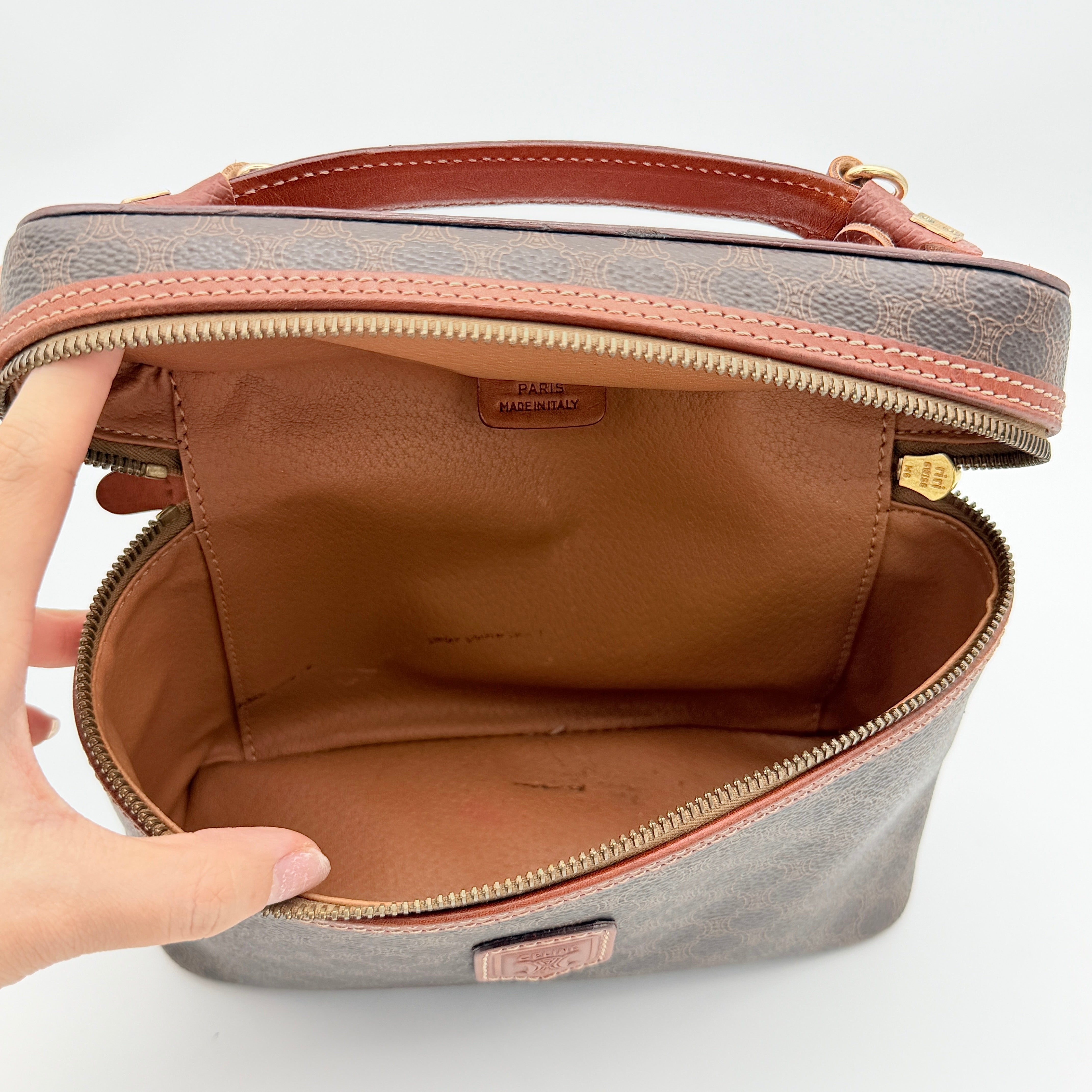 Celine Triomphe Macadam Vanity Bag Brown