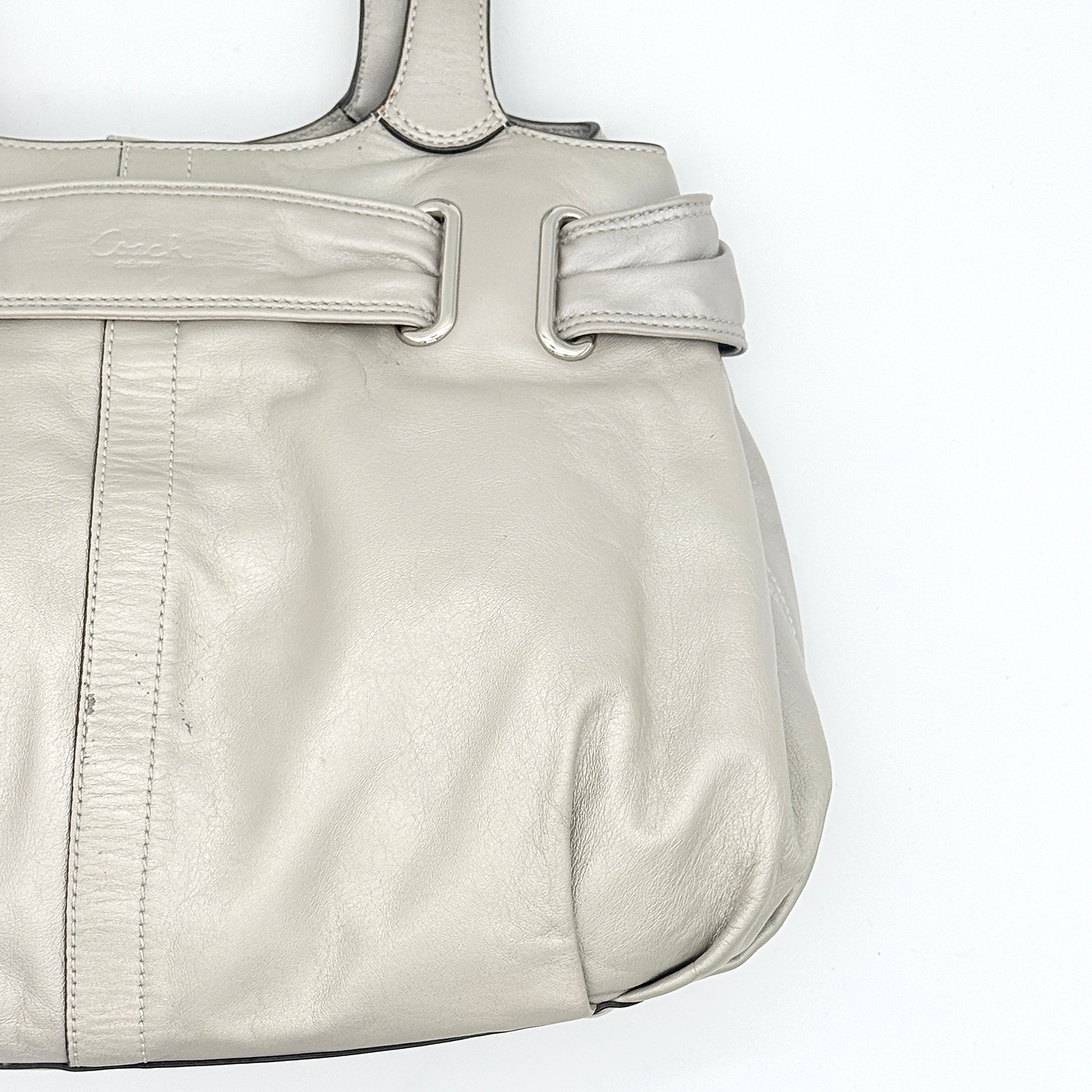 Coach Hobo Leather Carryall Shoulder Bag Ivory