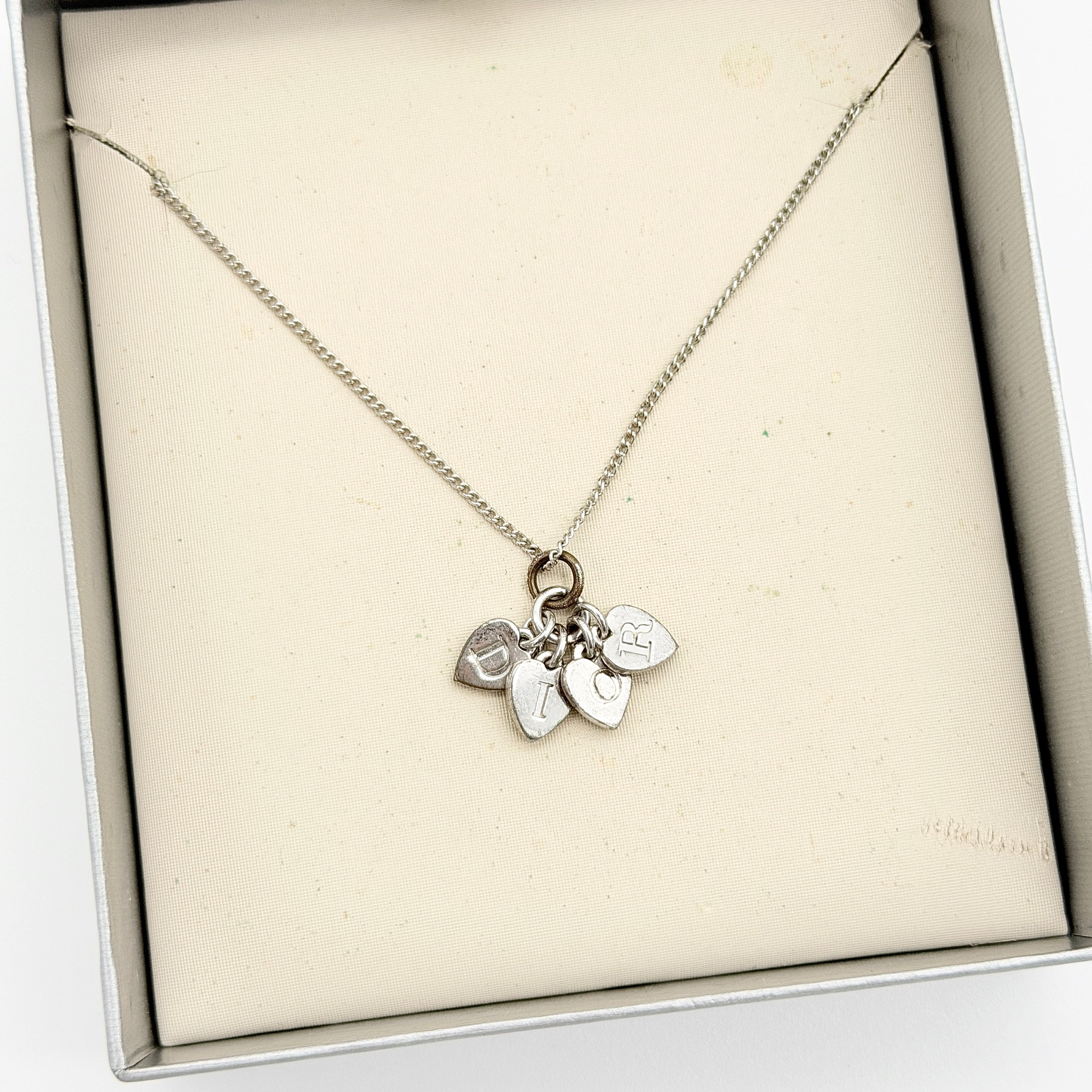 Christian Dior Heart Charms Necklace Silver