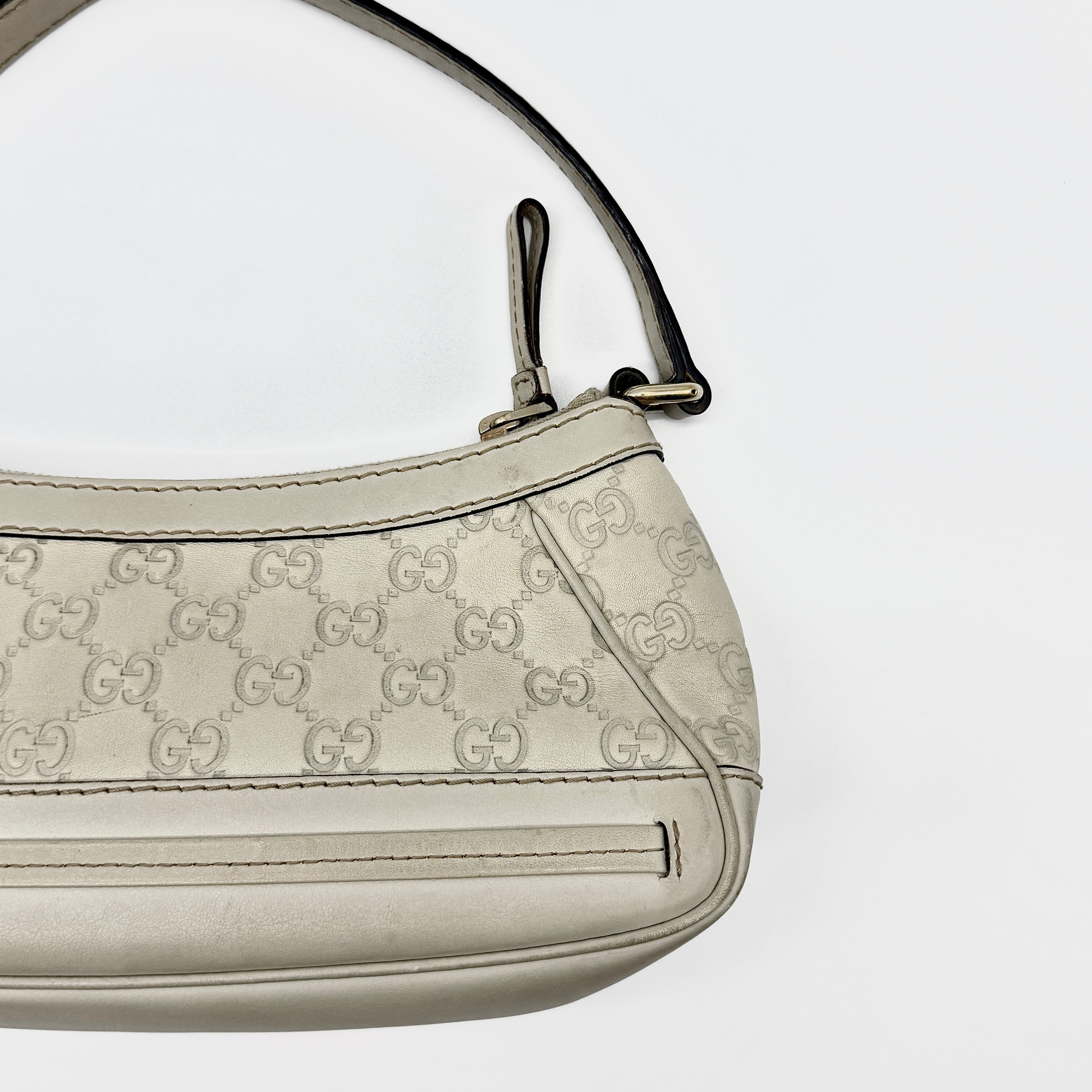 Gucci Guccissima Mayfair Ribbon Shoulder Bag Ivory