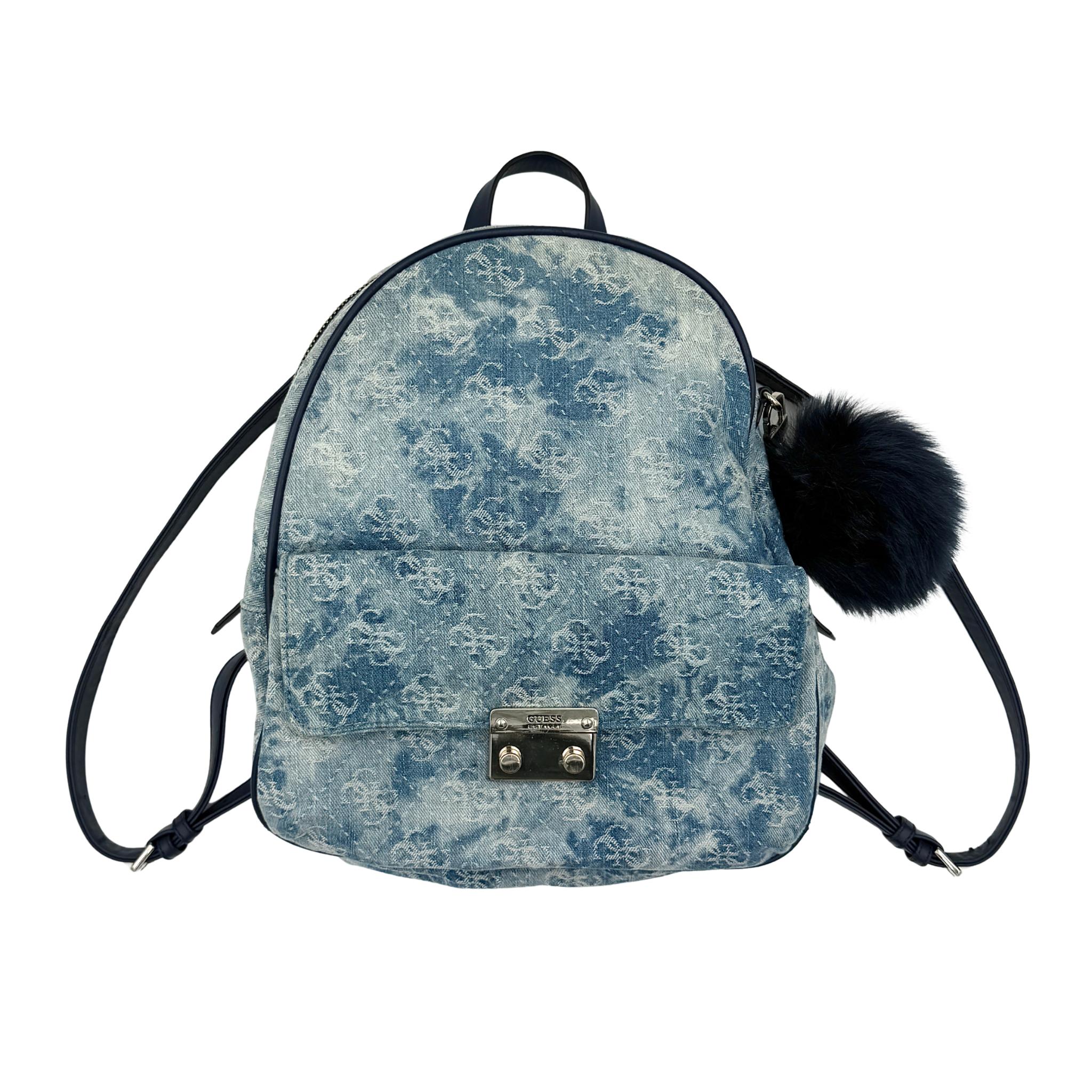 Guess Monogram Varsity Pop Denim Backpack Blue