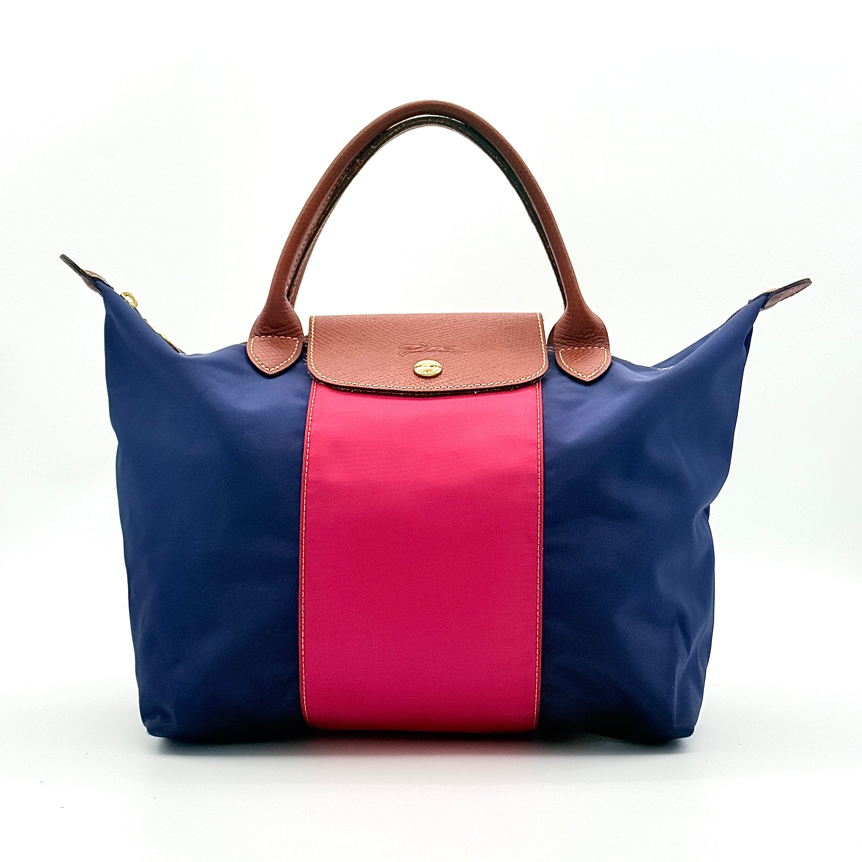 Longchamp Le Pliage Nylon Tote Bag Blue/Pink