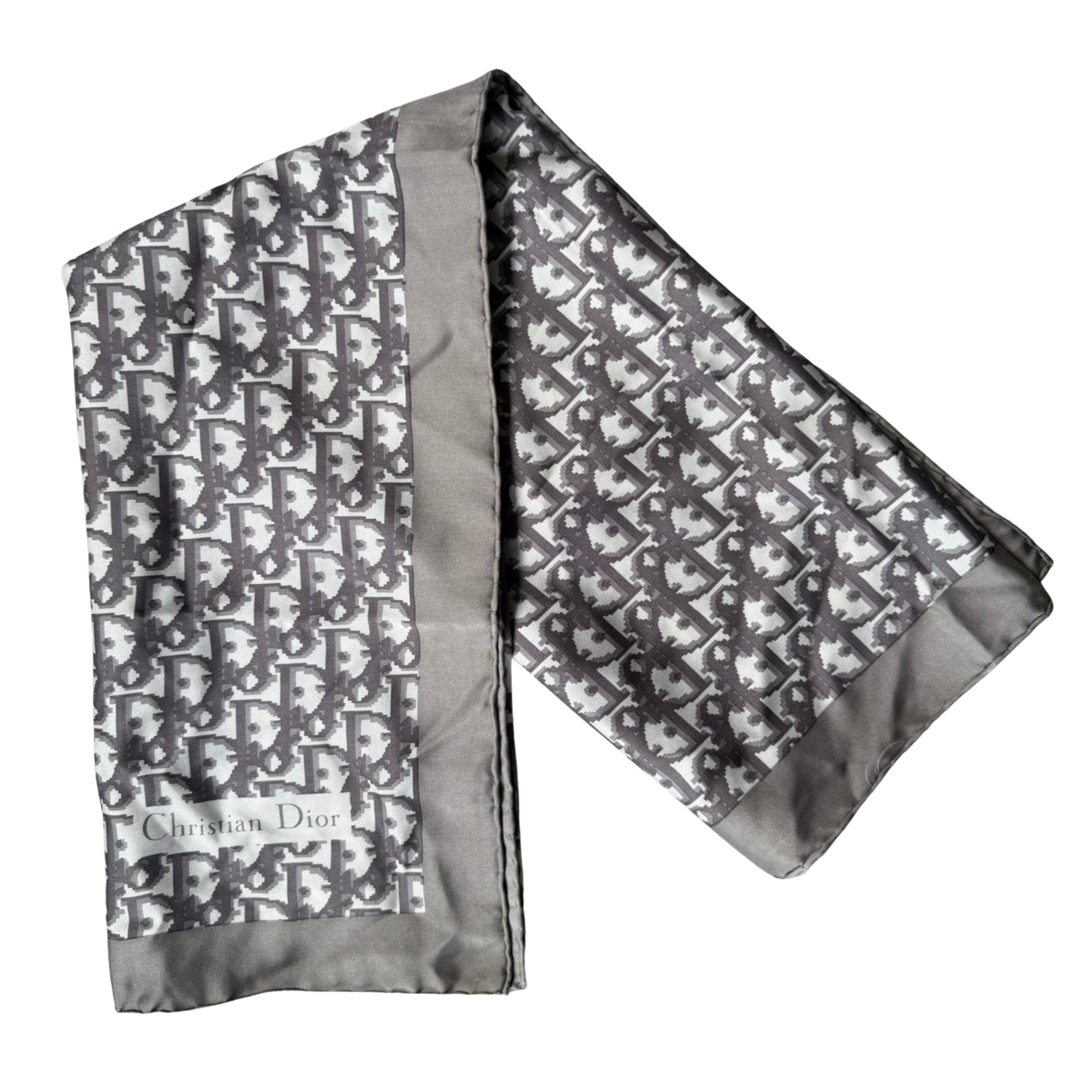 Dior Monogram Silk Scarf Grey