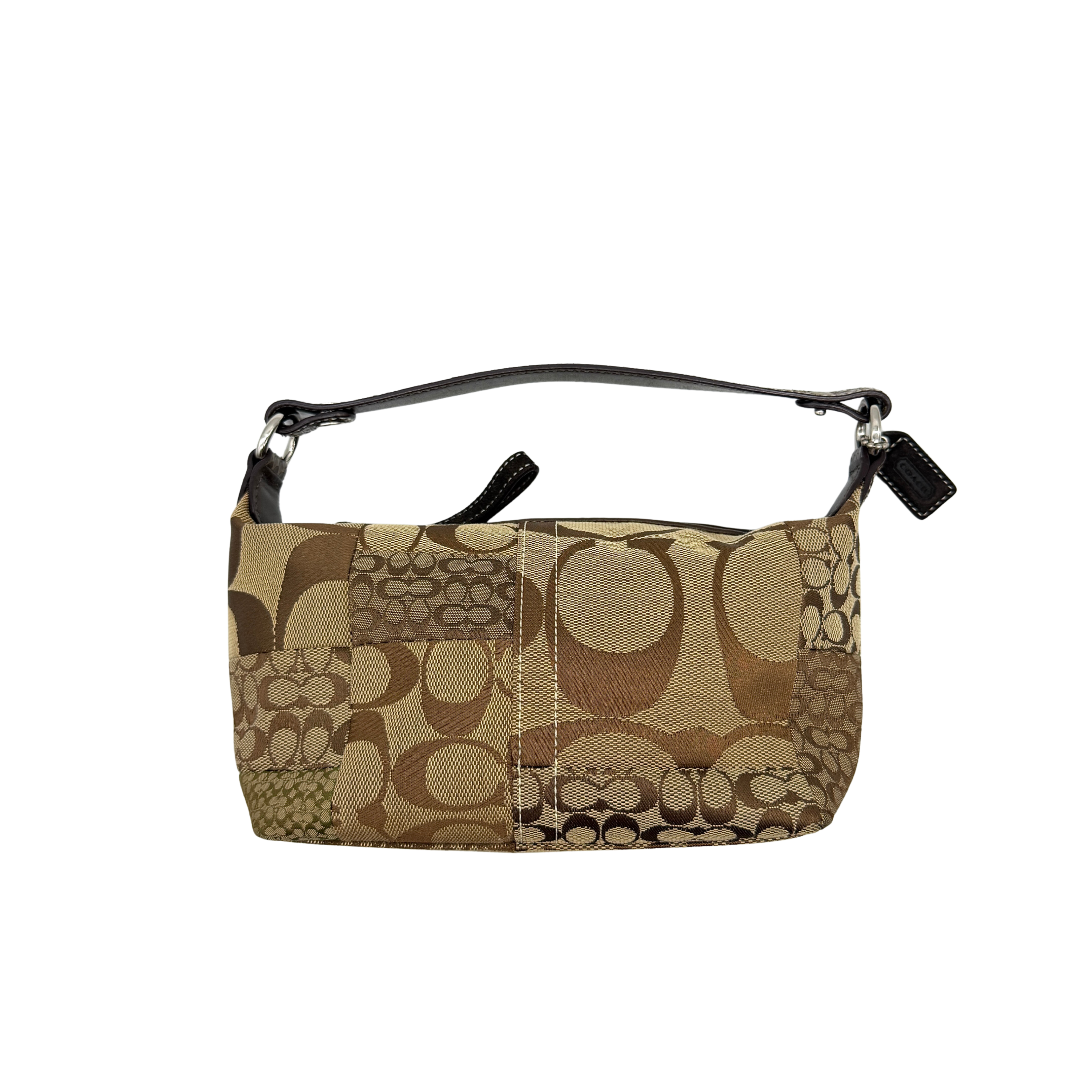 Coach Signature Mini Hobo Patchwork Shoulder Bag Brown