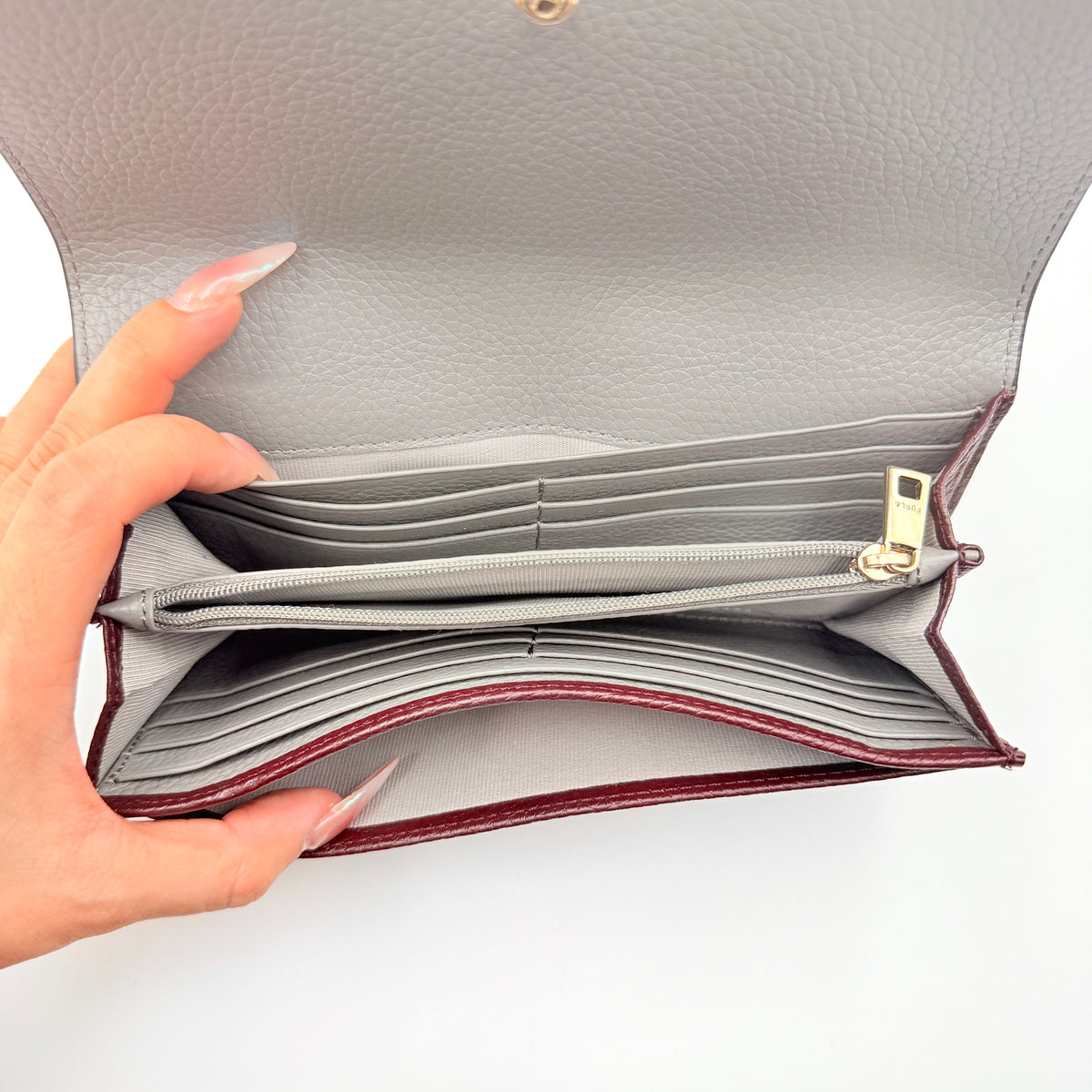 Furla Dafne Leather Long Wallet Burgundy