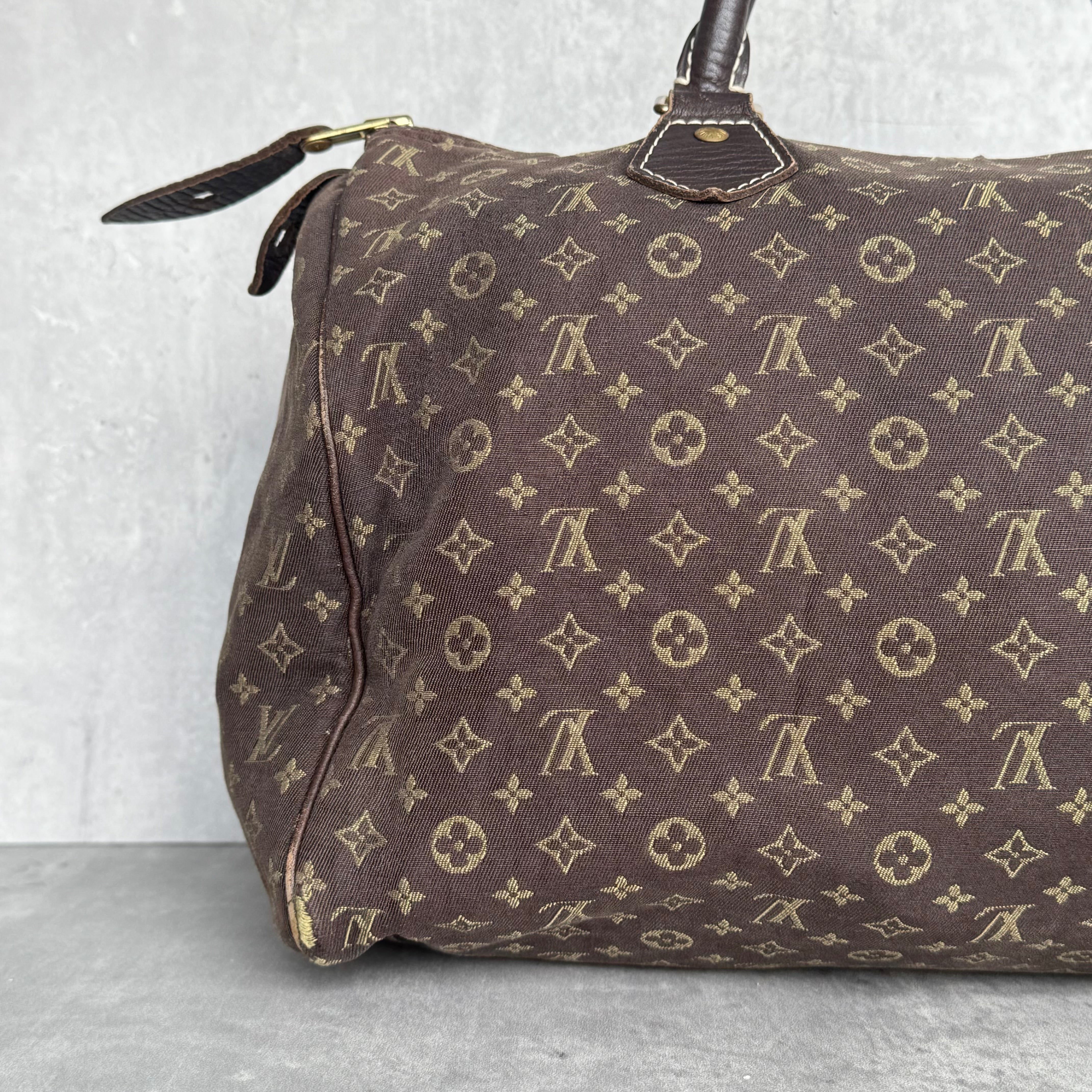 Louis Vuitton Monogram Mini Lin Speedy 30 HandBag Brown