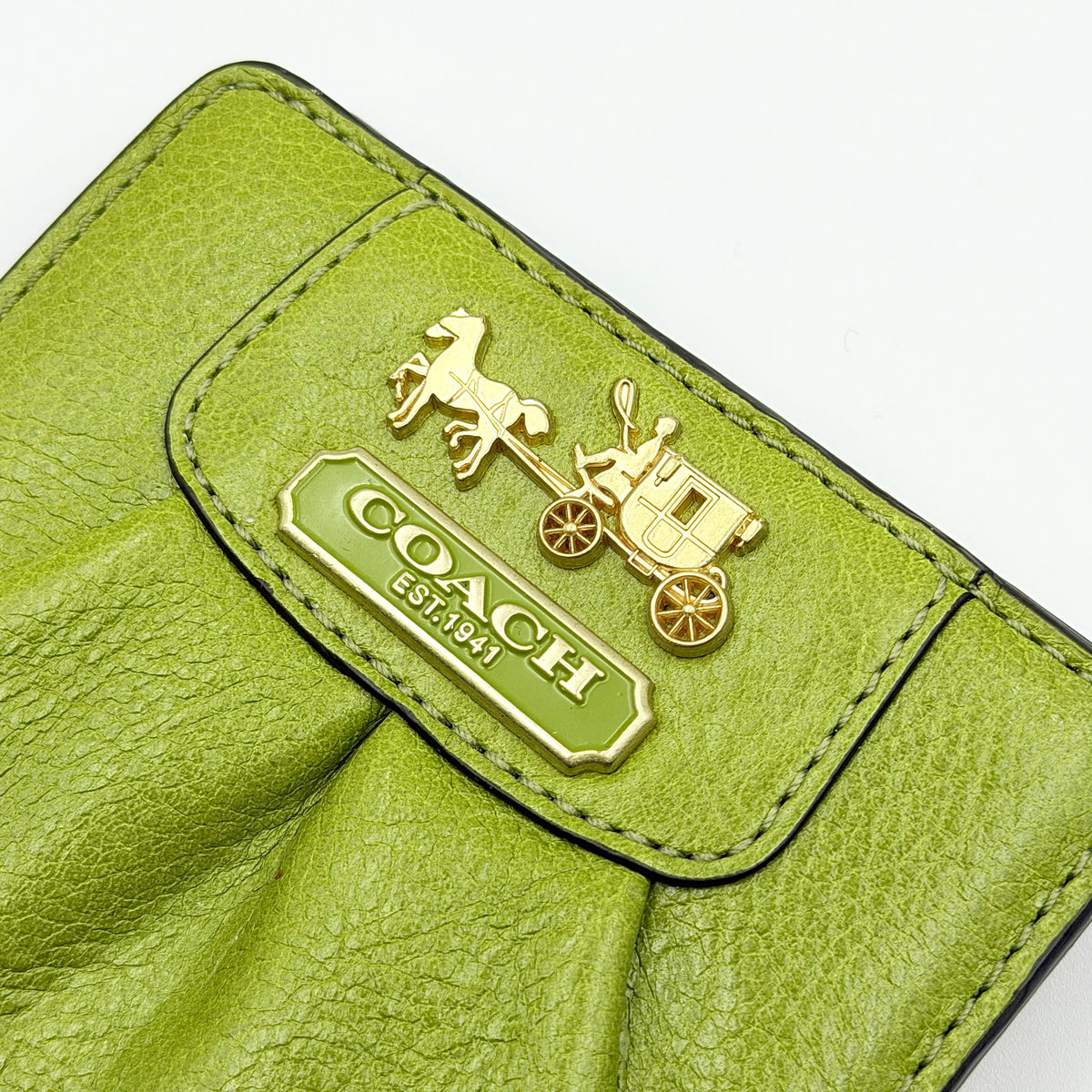 Coach Madison Leather Card Case Green/Blue