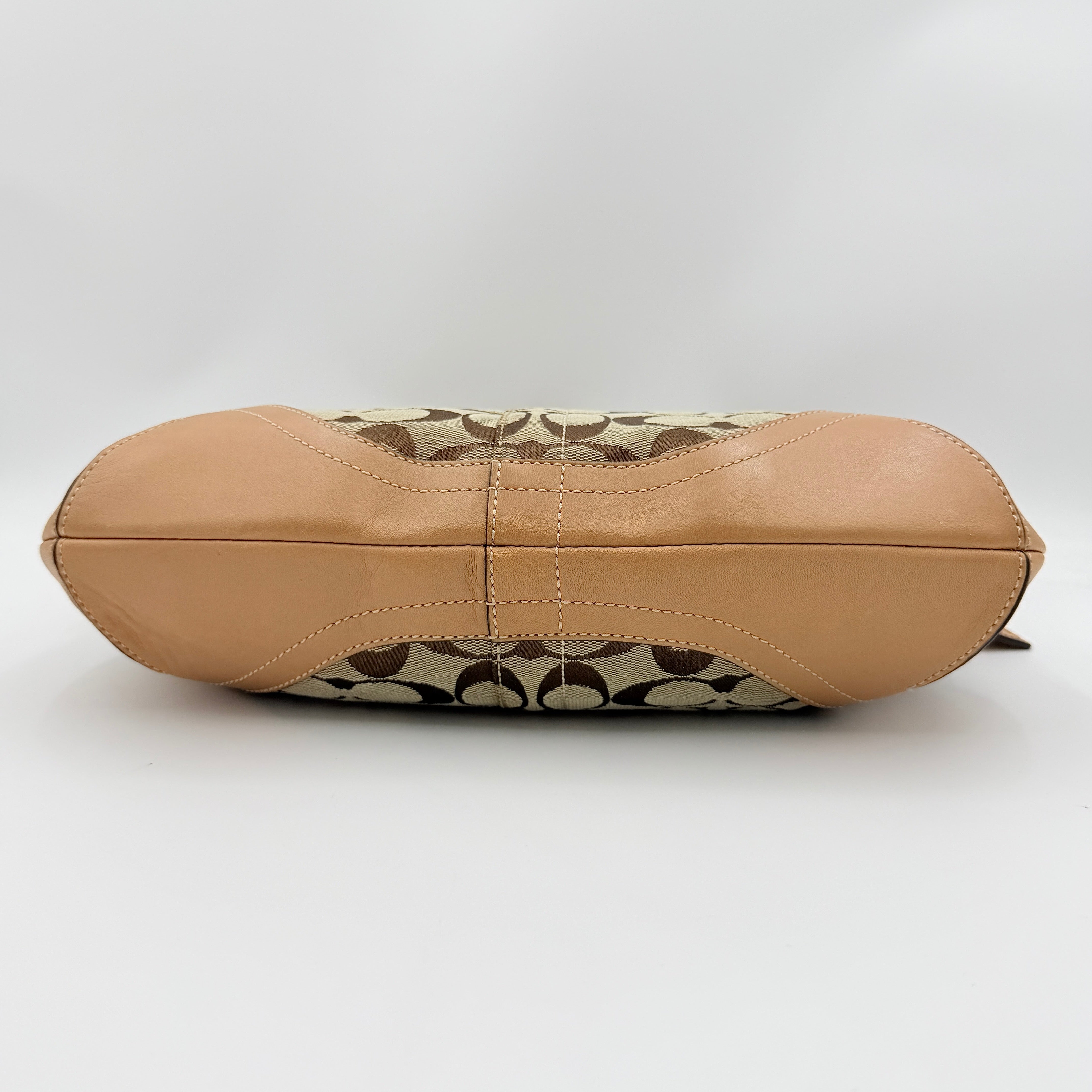 Coach 2Way Signature Sufflette Shoulder Bag Beige