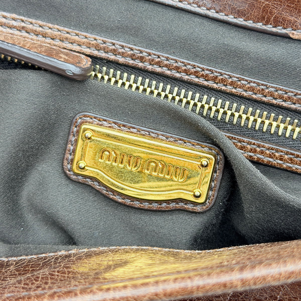 Miu Miu 2Way Matelasse Coffer Hobo Shoulder Bag Dark Brown