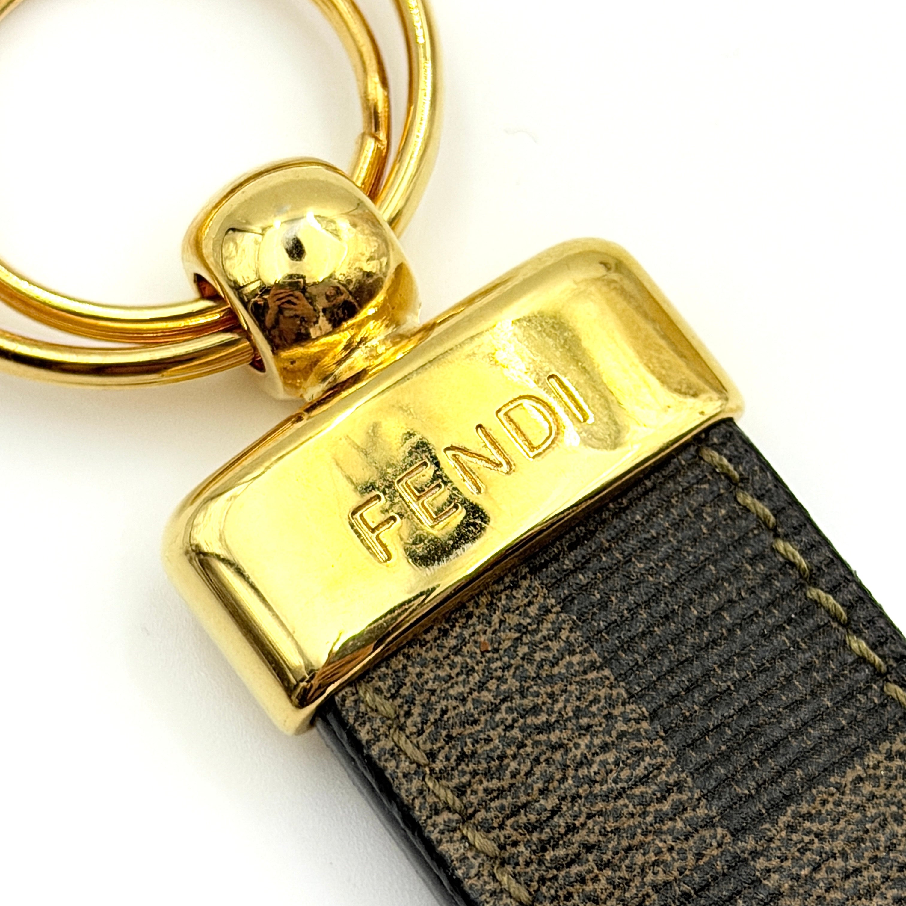 Fendi Pequin Striped Key Ring Gold