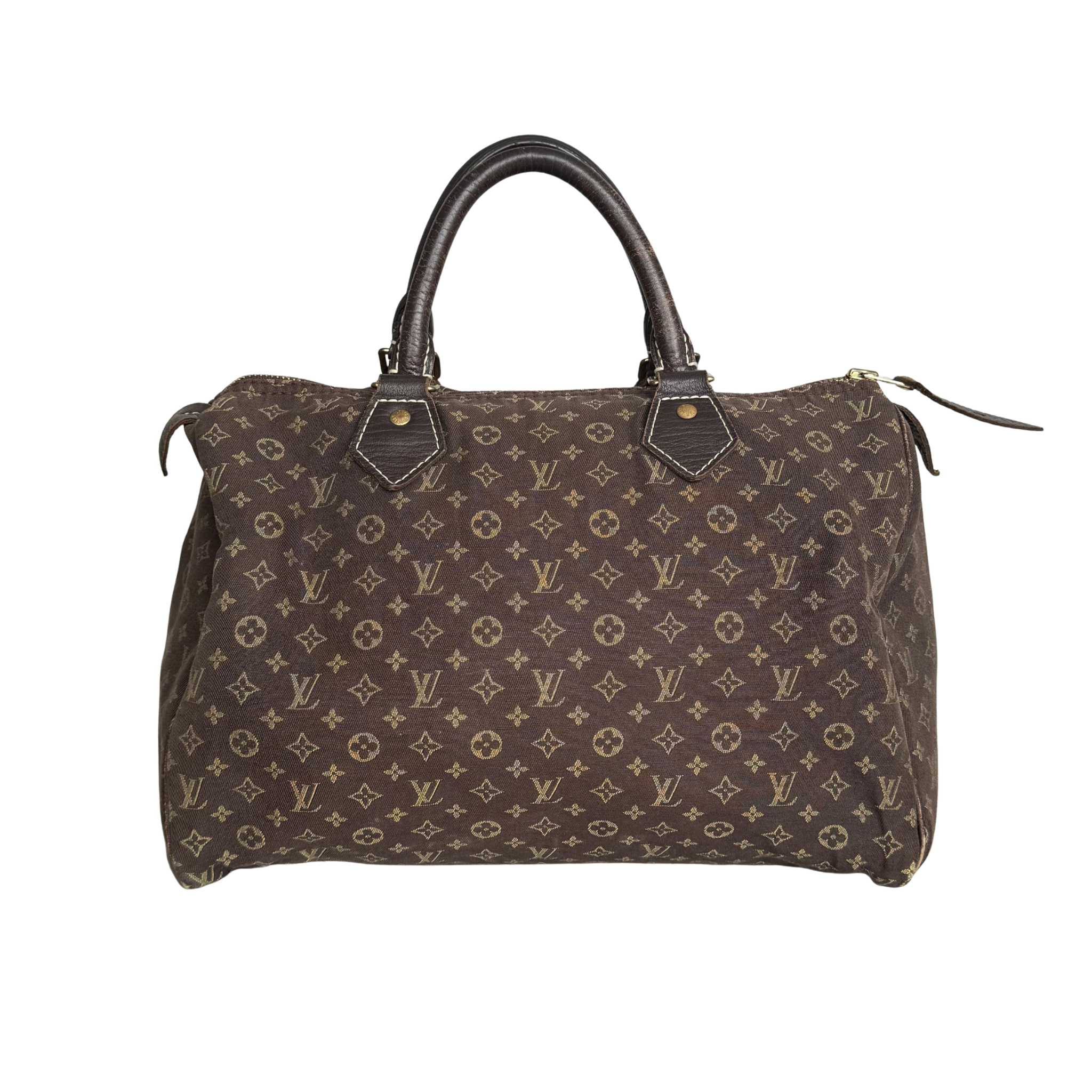 Louis Vuitton Monogram Mini Lin Speedy 30 HandBag Brown