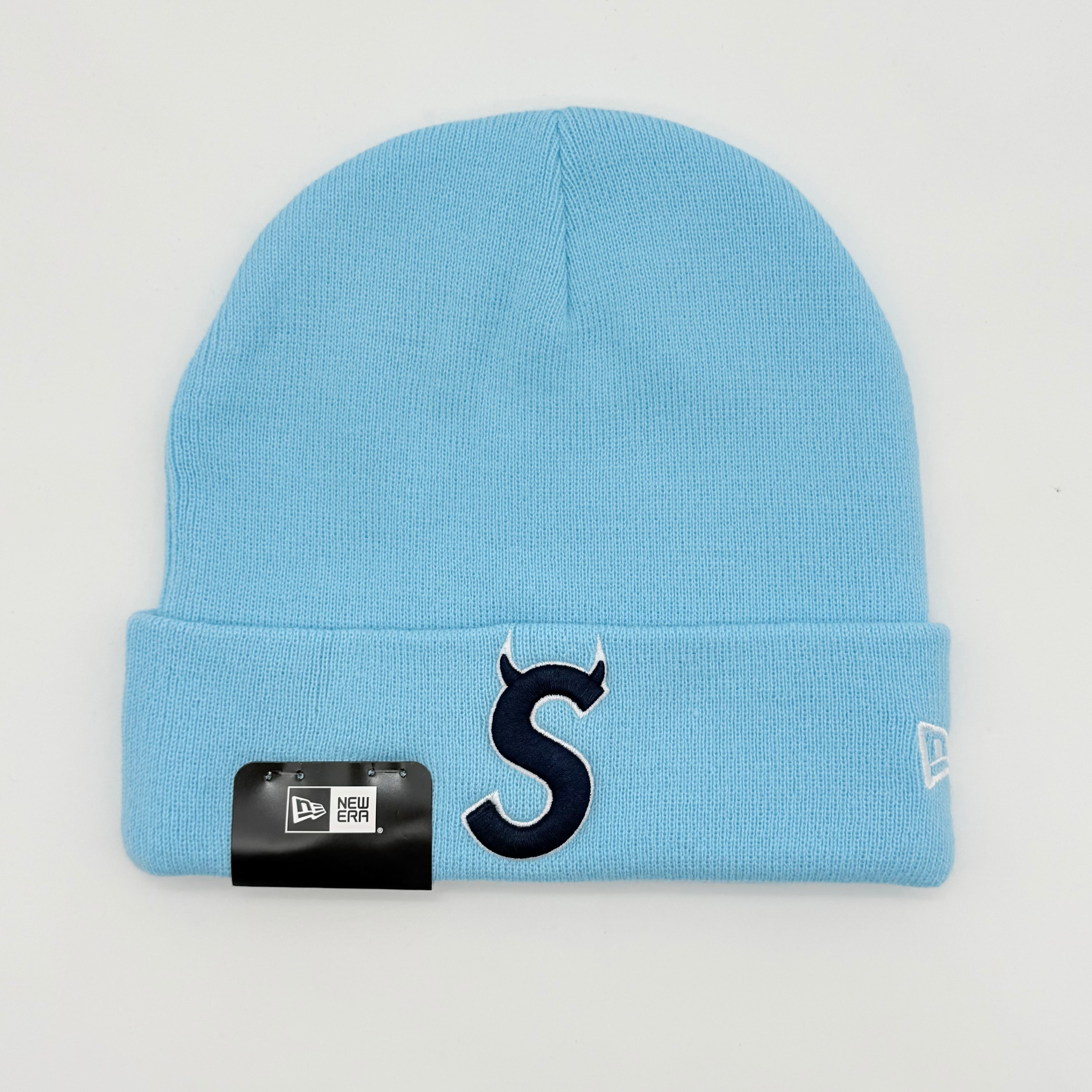 Supreme x New Era Devil S Logo Beanie Light Blue