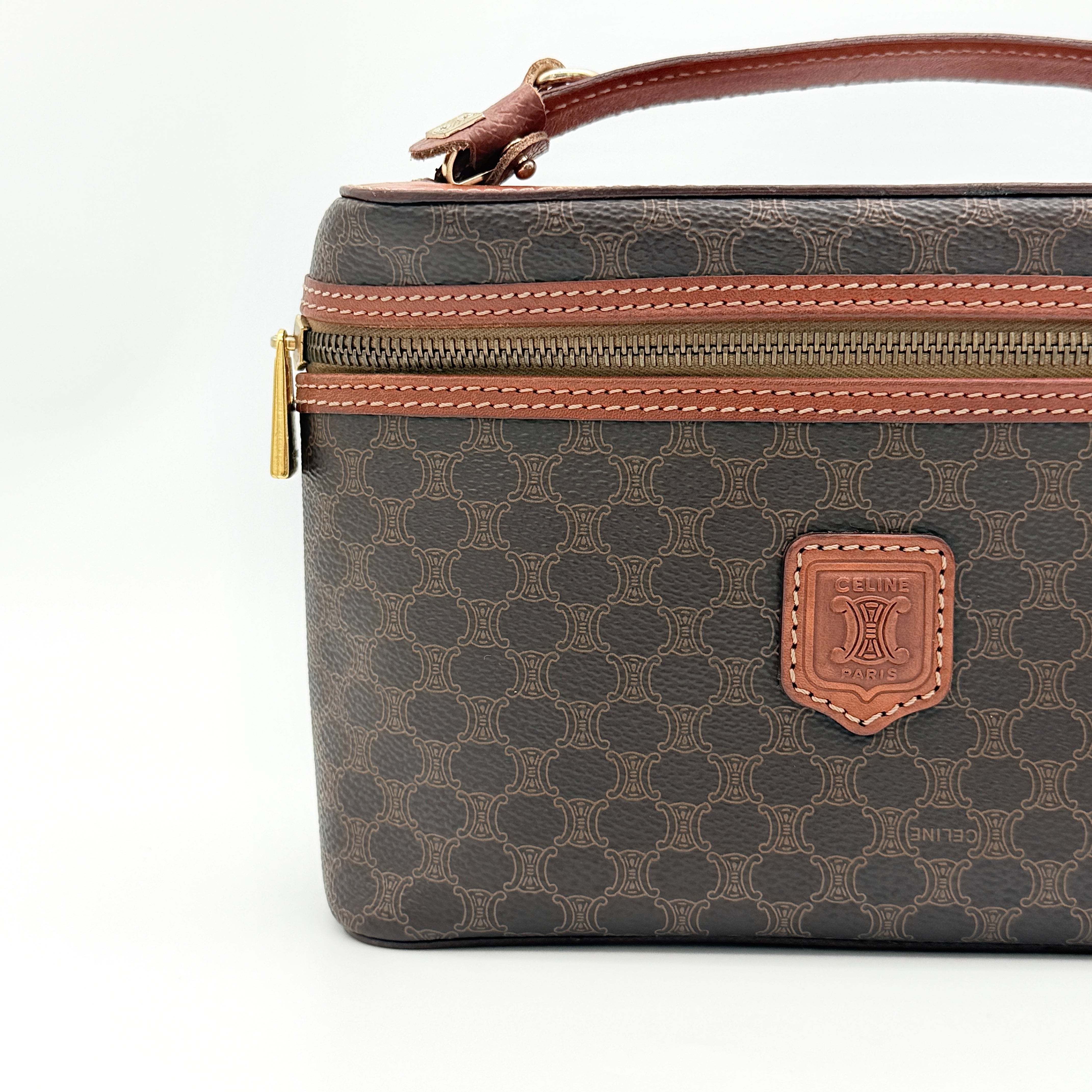 Celine Triomphe Macadam Vanity Bag Brown