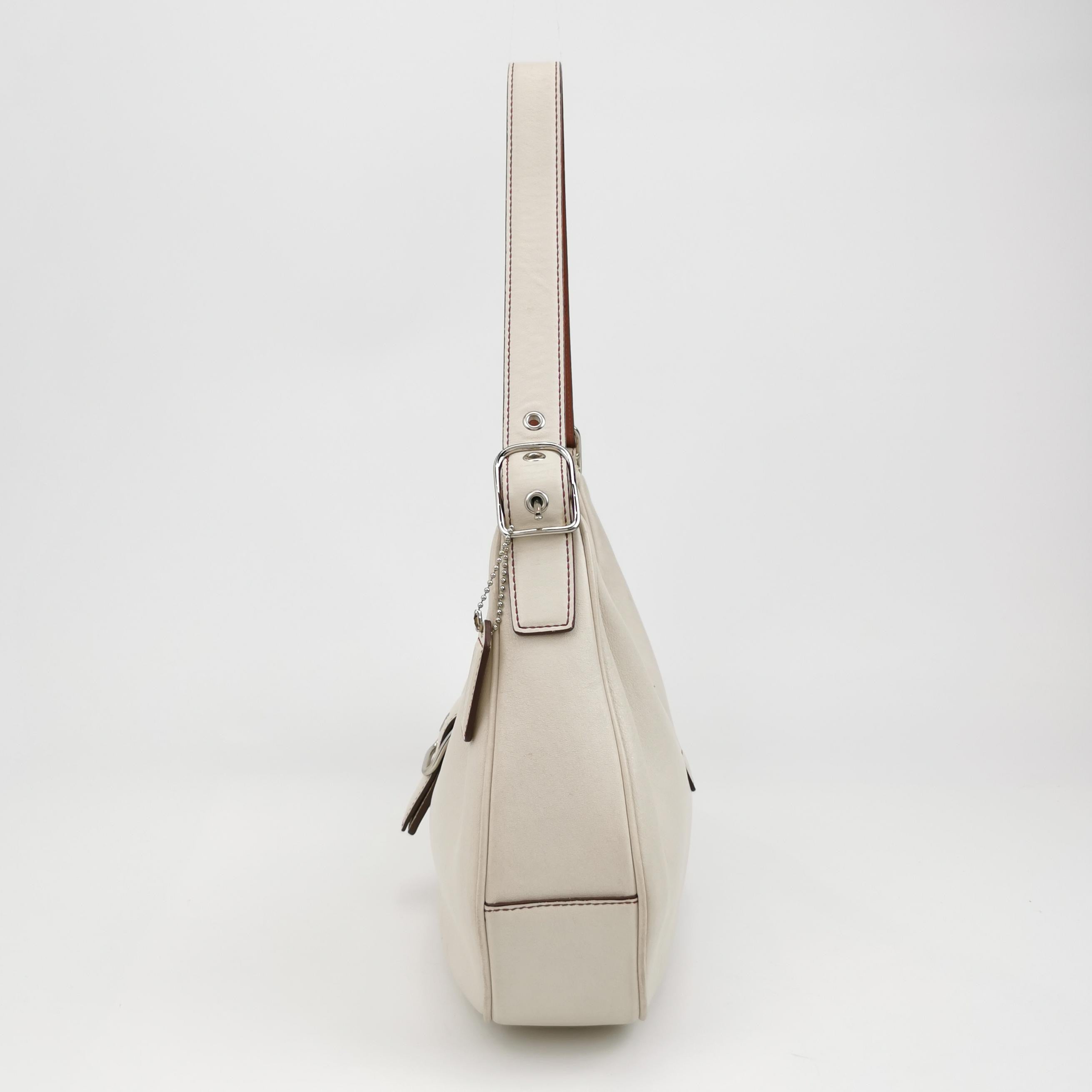 Coach Y2K Signature Hampton Buckle Hobo Shoulder Bag White