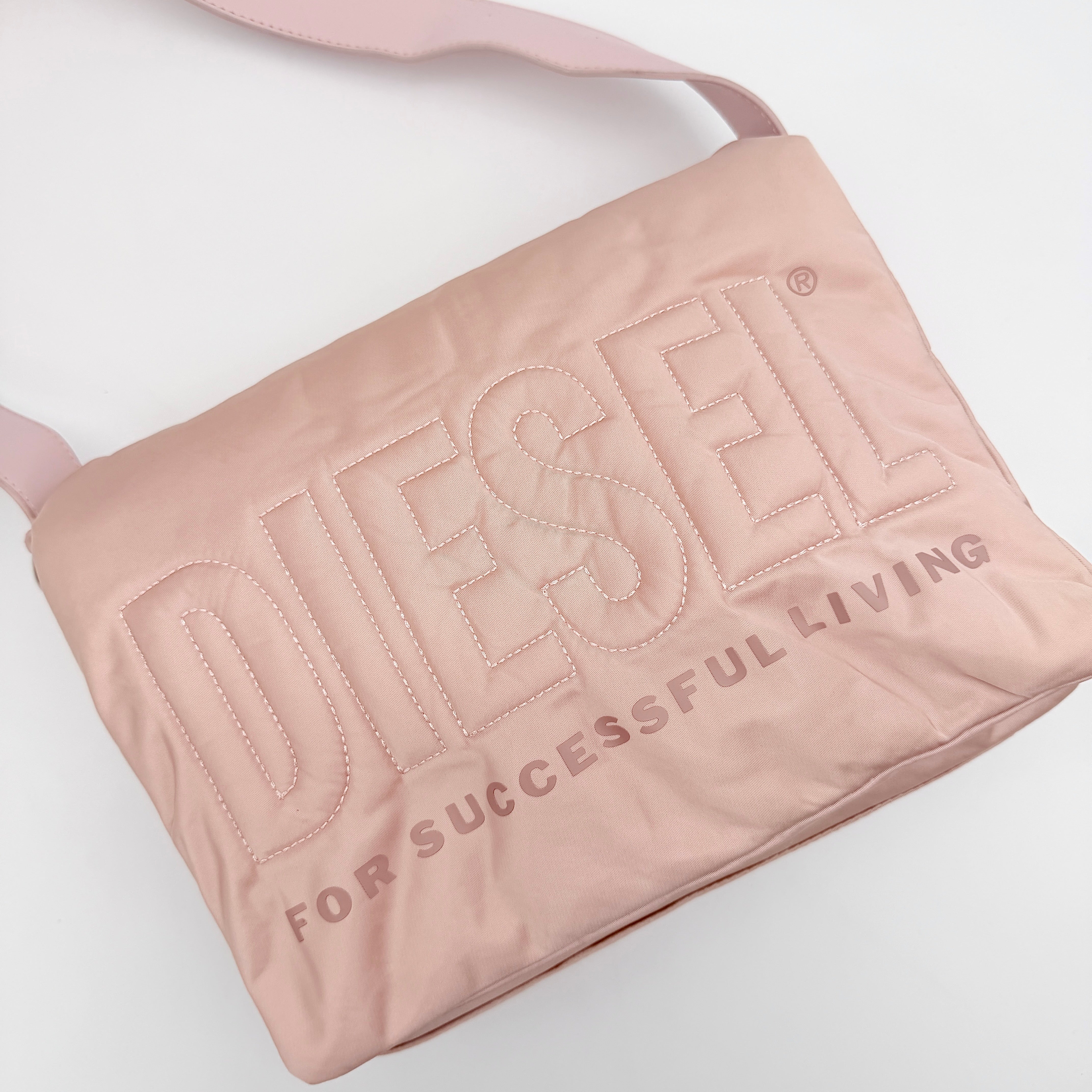 Diesel 2Way Embroidered Padded Shoulder Bag Pink