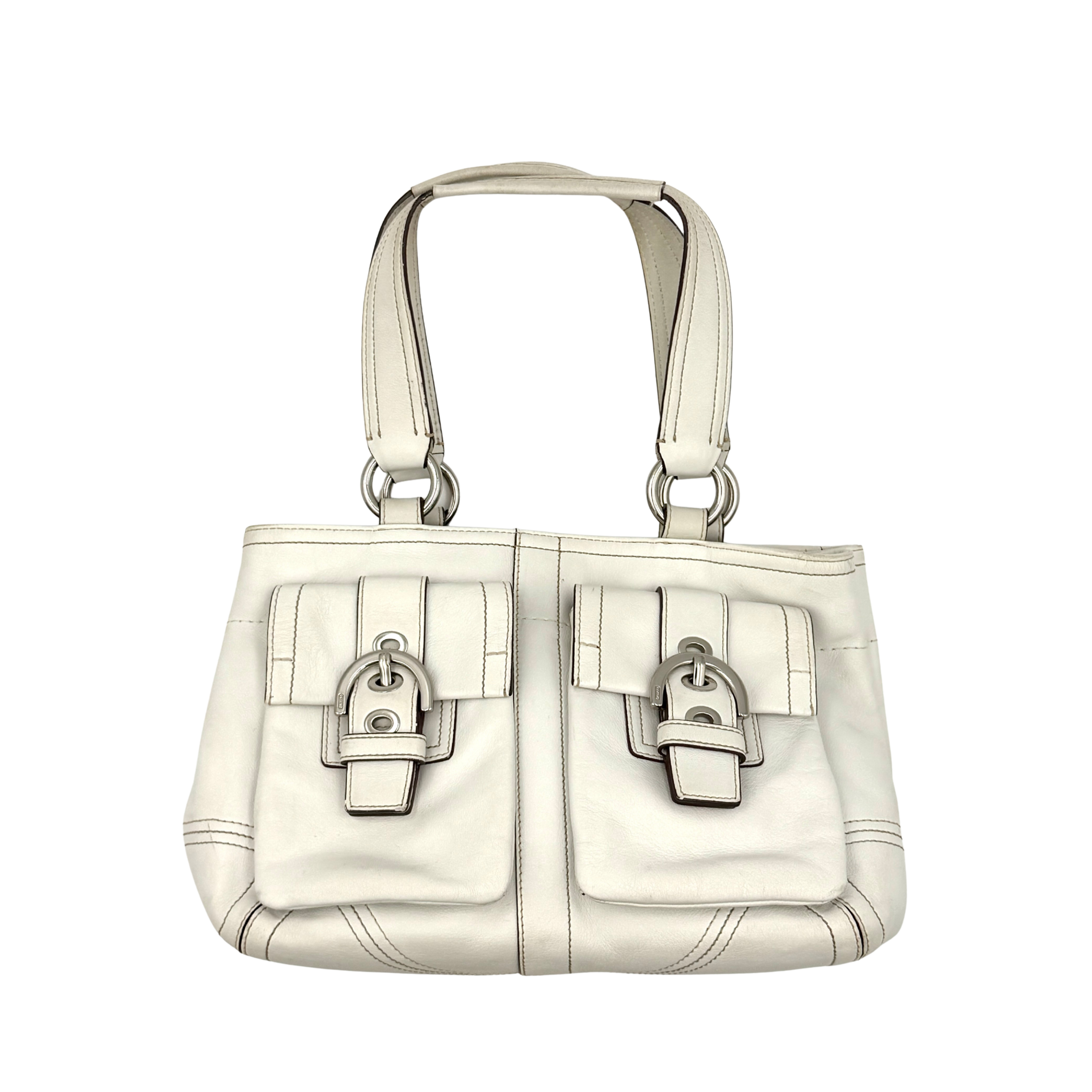 Coach Y2K Soho Double Mini Buckle Pocket Handbag White